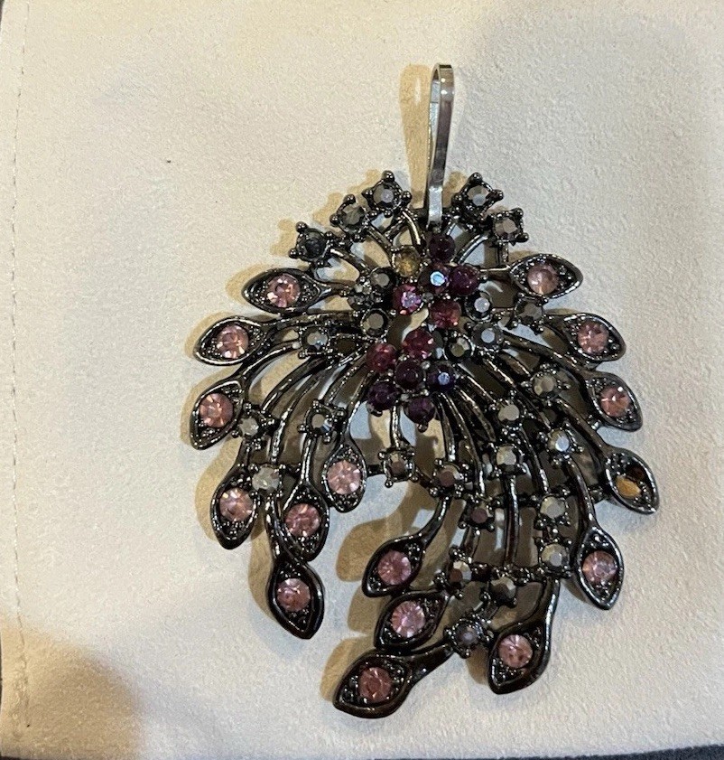 Vintage Pendant Purple and Pink with Gunmetal Accents