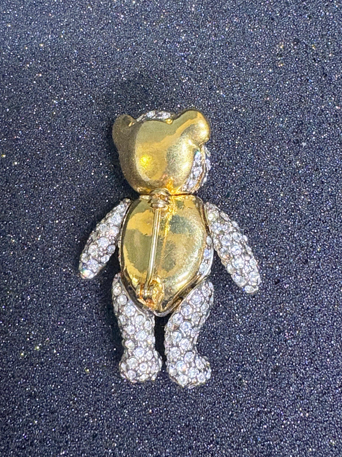 Vintage Swarovski Crystal Teddy Bear Brooch Articulated Pave Figural 1.5″ Pin