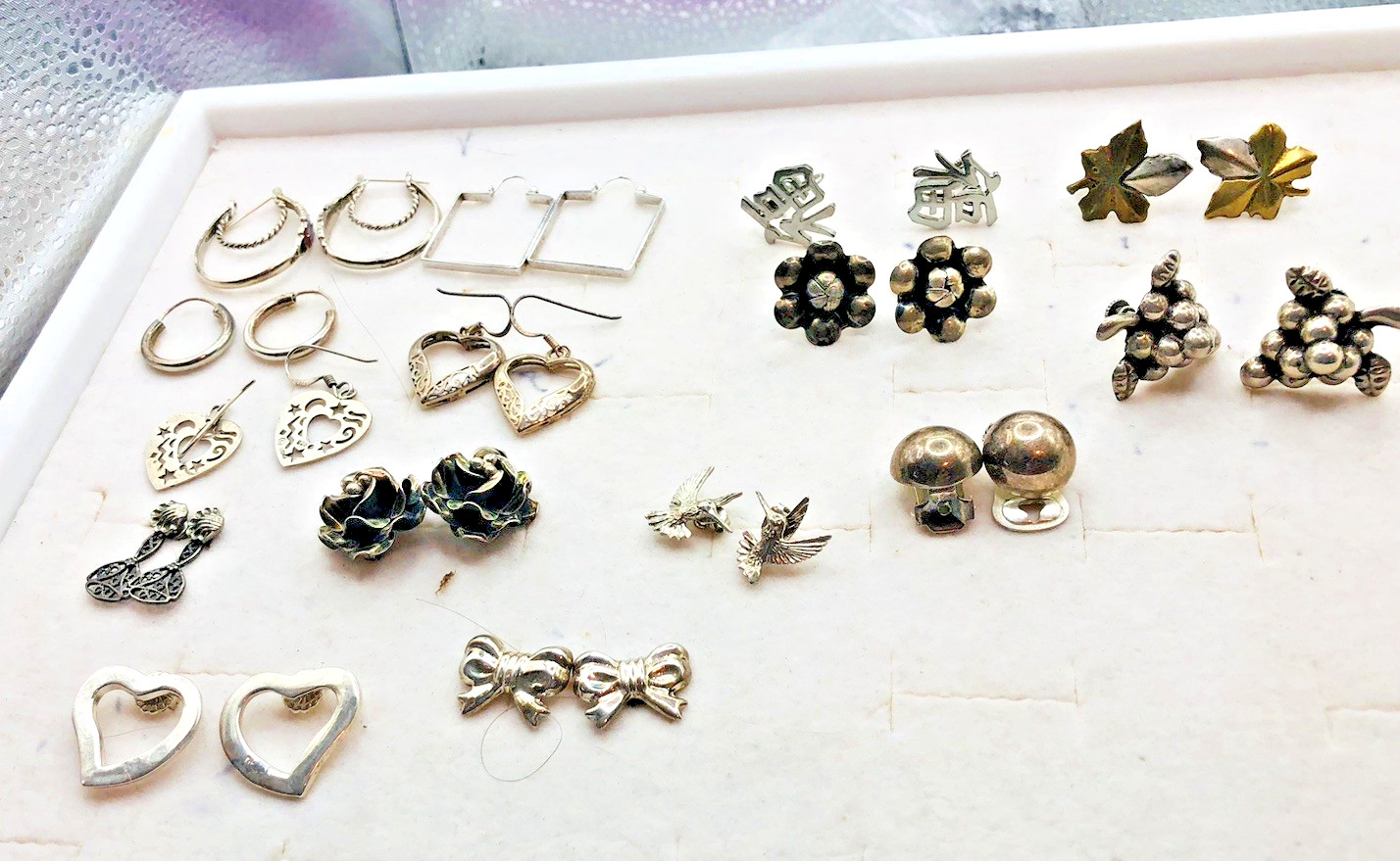 15 Pairs Vintage Sterling Silver Earrings 10 for Pierced Ears, 5 Other 64 Grams.