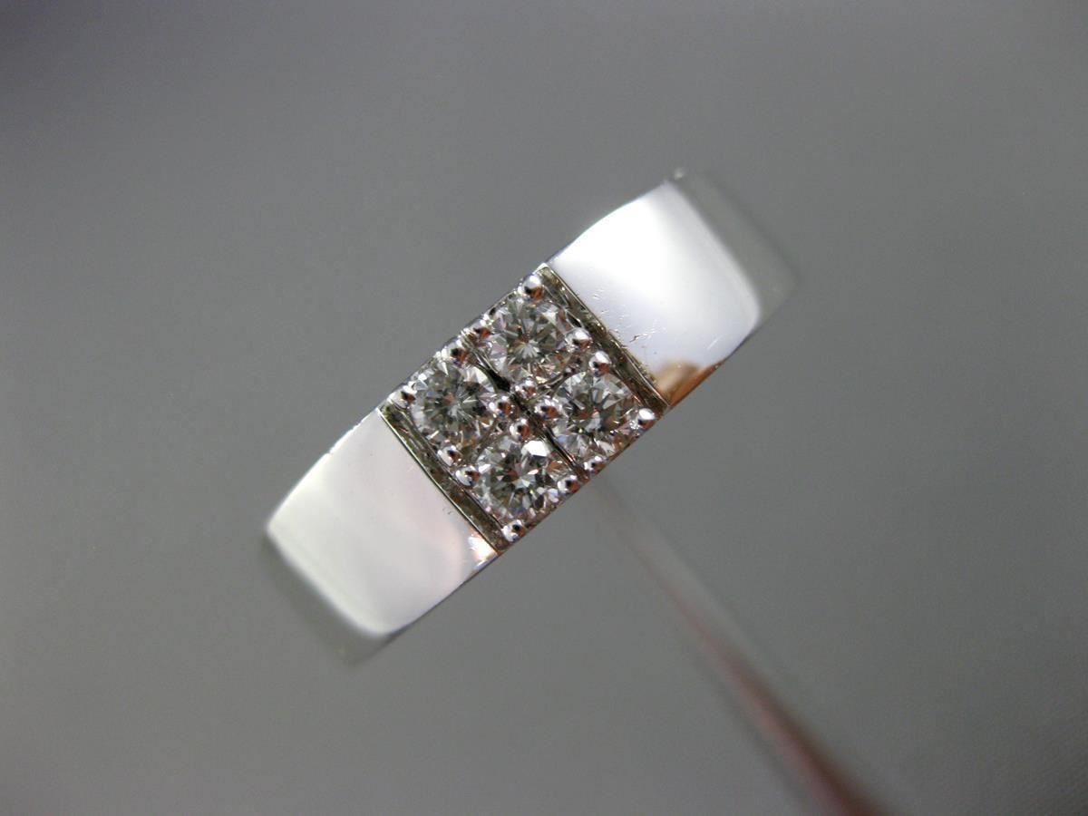 ESTATE .26CT DIAMOND 18K WHITE GOLD ROUND SQUARE 4 STONE MENS RING F/G VVS/VS