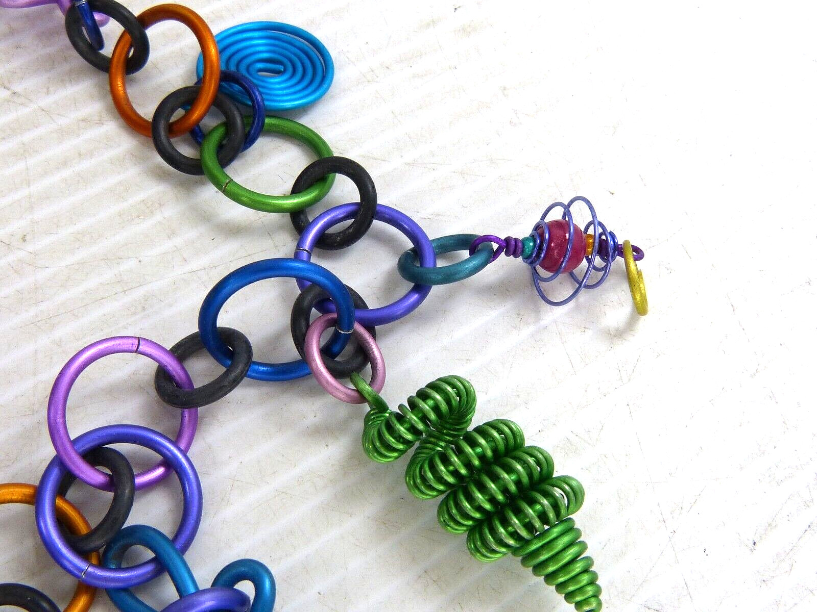 Vintage Multi Color Anodized Aluminum Necklace Estate Find ! Spada ??