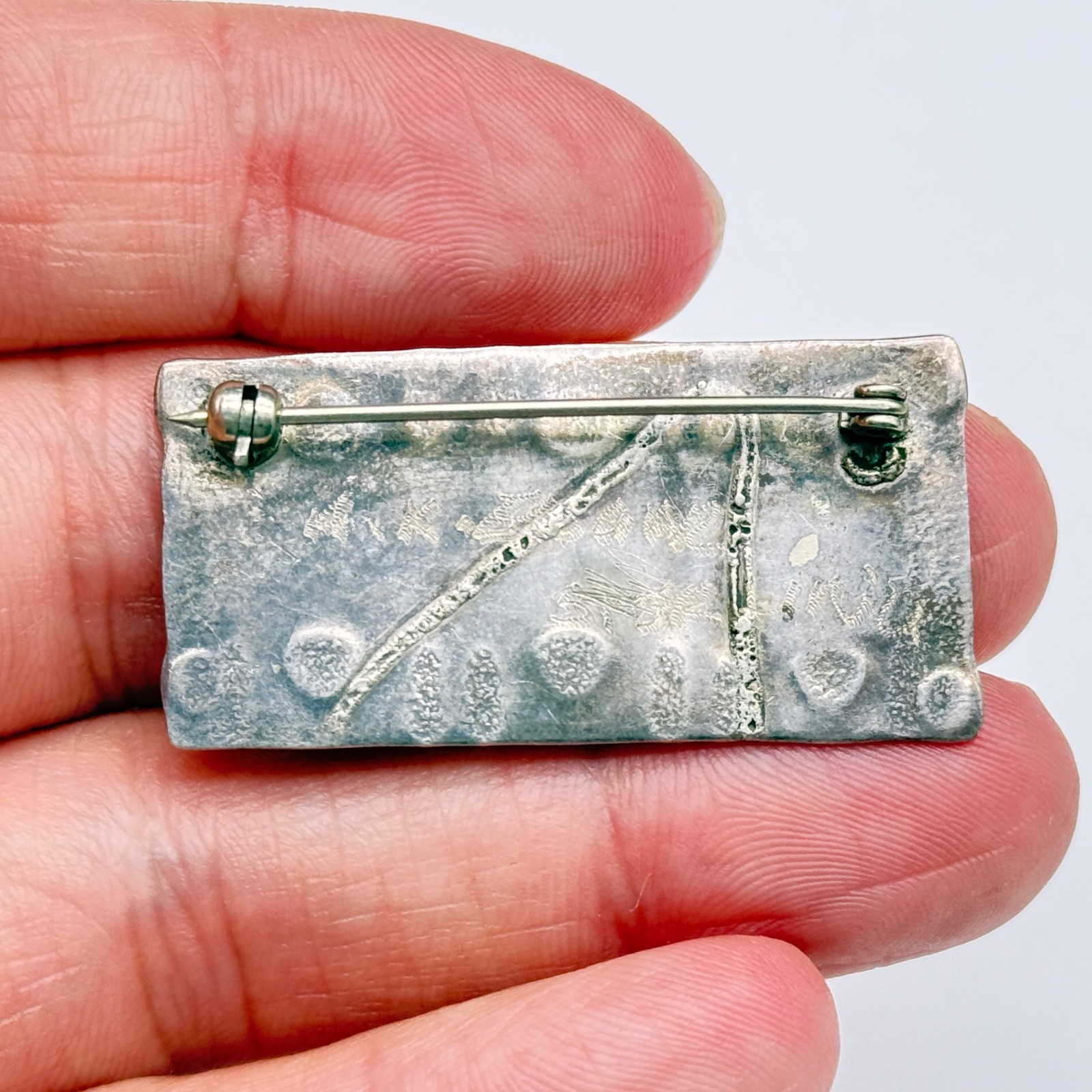 Vintage Modernist A K Edgar Mixed Metal Sterling Silver Pin Brooch