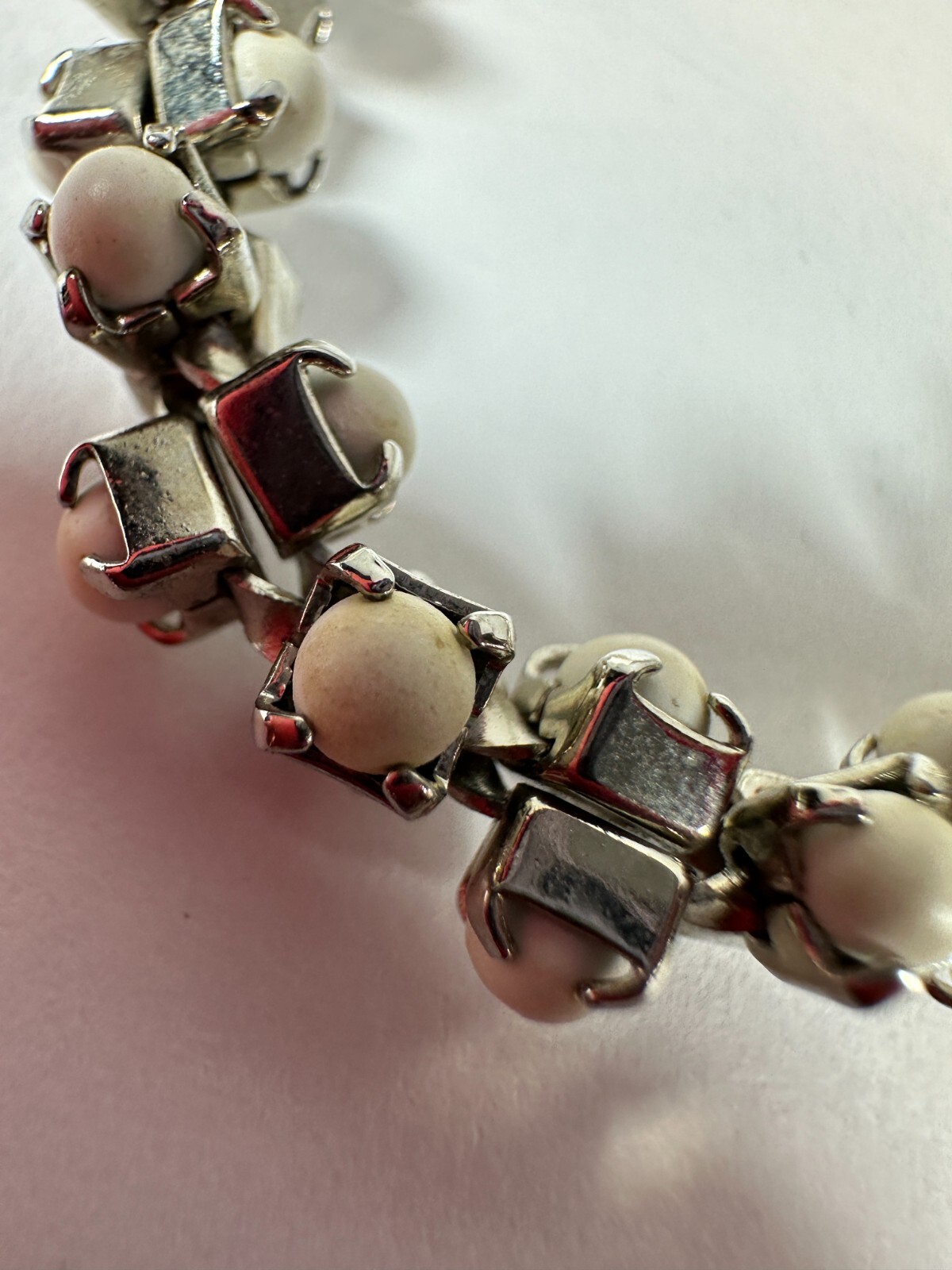 Vintage Necklace Popcorn Chain White Bead Chunky