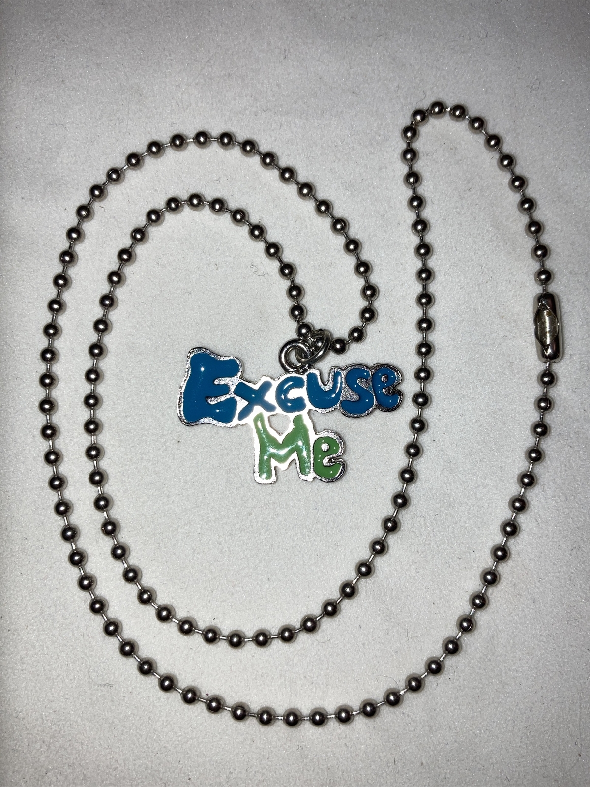 Clueless Movie EXCUSE ME 17.5 in ball chain necklace retro vtg 1990s pendant Y2K