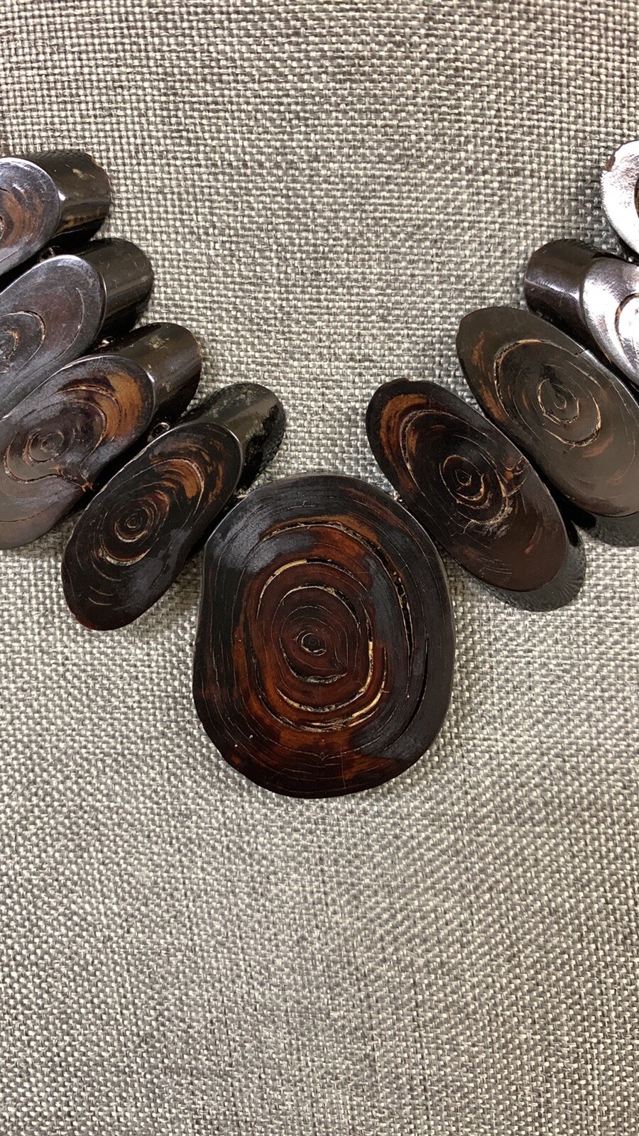 Vintage Sliced Black Coral Chain Necklace