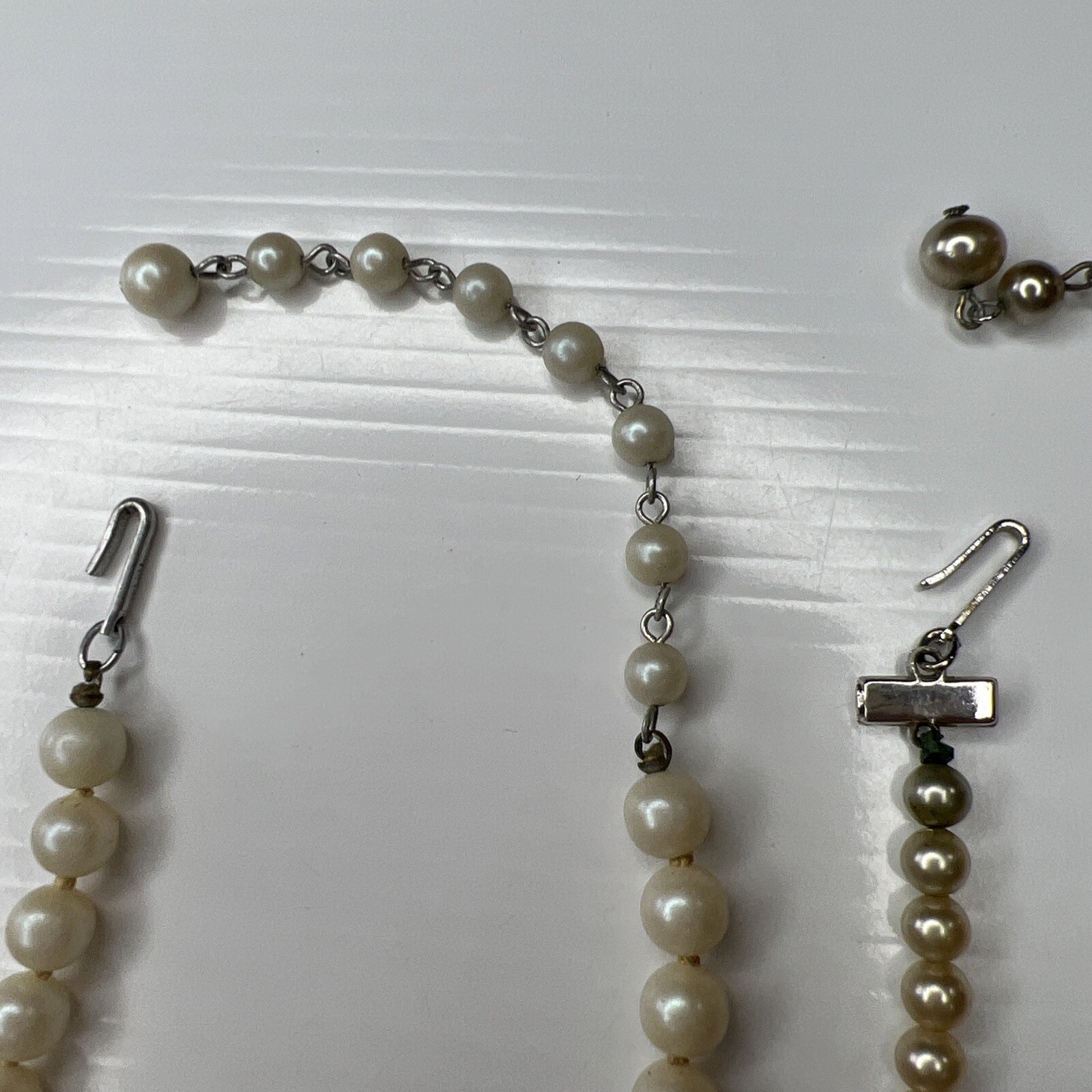 H3.26 Lot Silver Hook Clasp Choker 60s Glam Deco Vintage Flapper necklace 14”