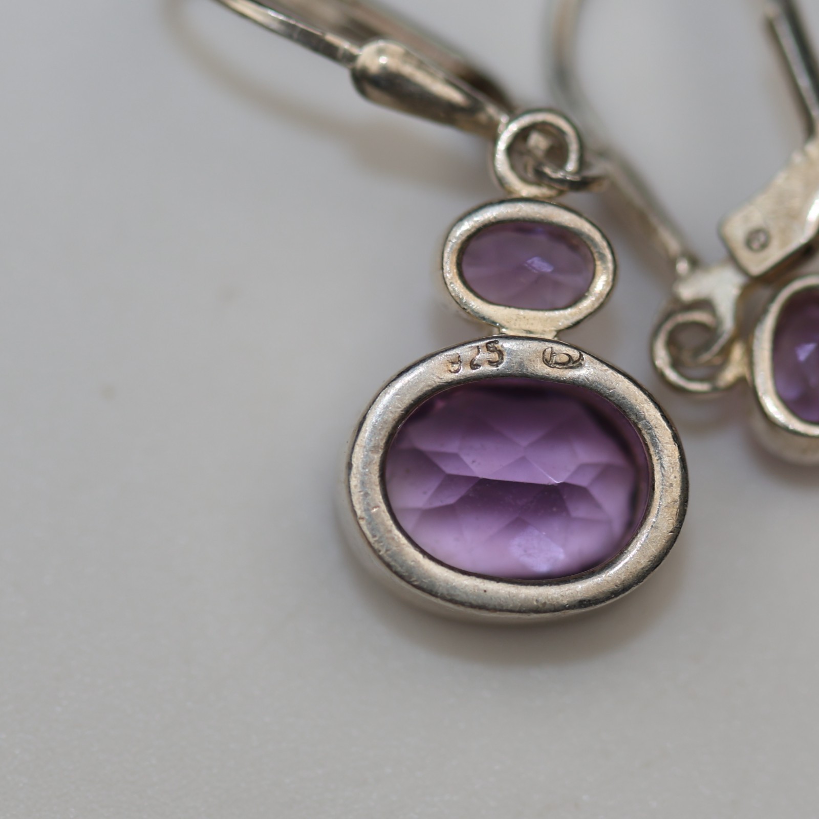 Purple Amethyst Gemstone Earrings Sterling Silver
