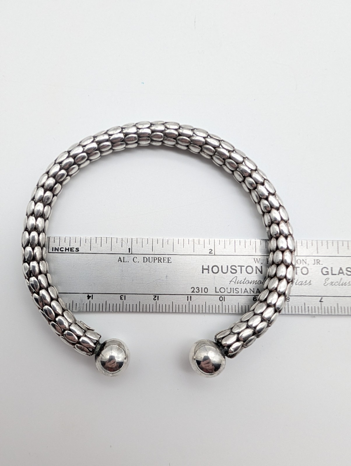 Large Vintage Italian Sterling Silver Popcorn Bangle Bracelet Flexible Sz 7⅞