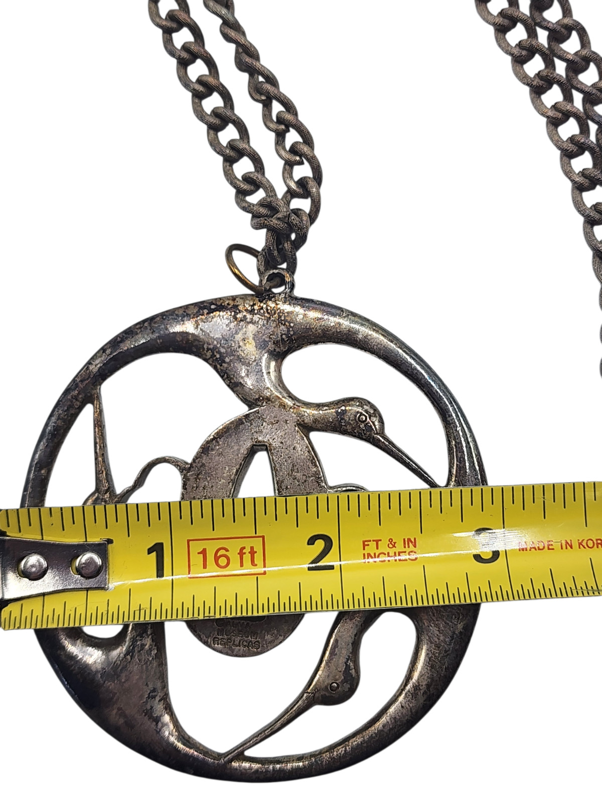 Alva Museum Replicas Vintage Ibis Bird Sword Guard Tsuba Necklace Pendant