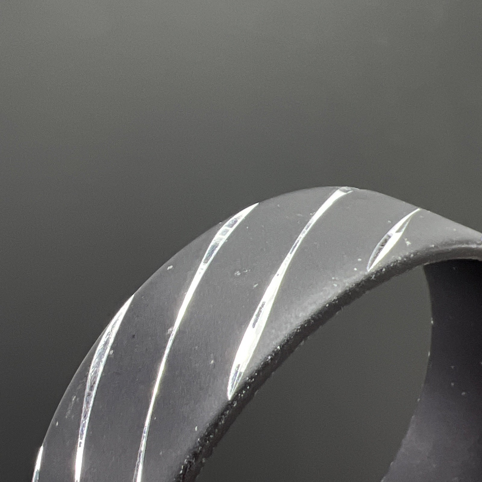 Black Etched Aluminum Stripped Bangle Bracelet Vintage Lightweight 7-1/2”