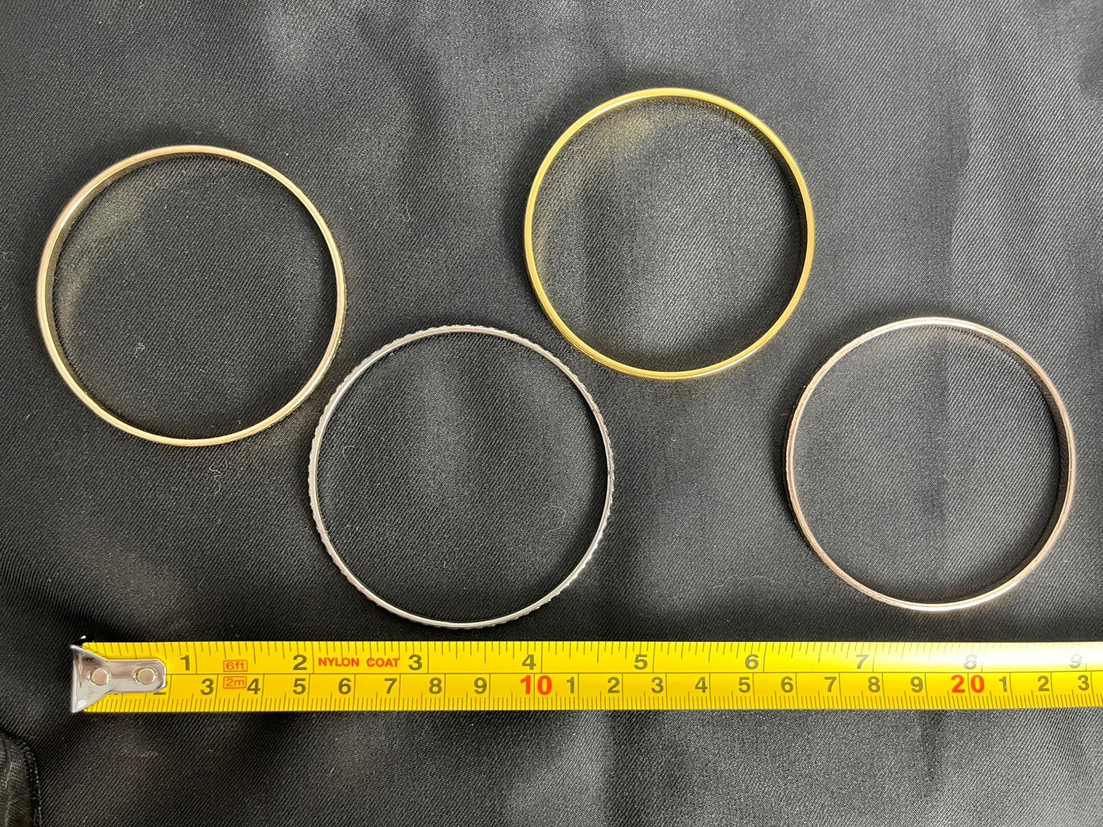 Vintage Gold, Copper, & Silver Tone Bangle Bracelets Set of 4, 1-Branded Monet