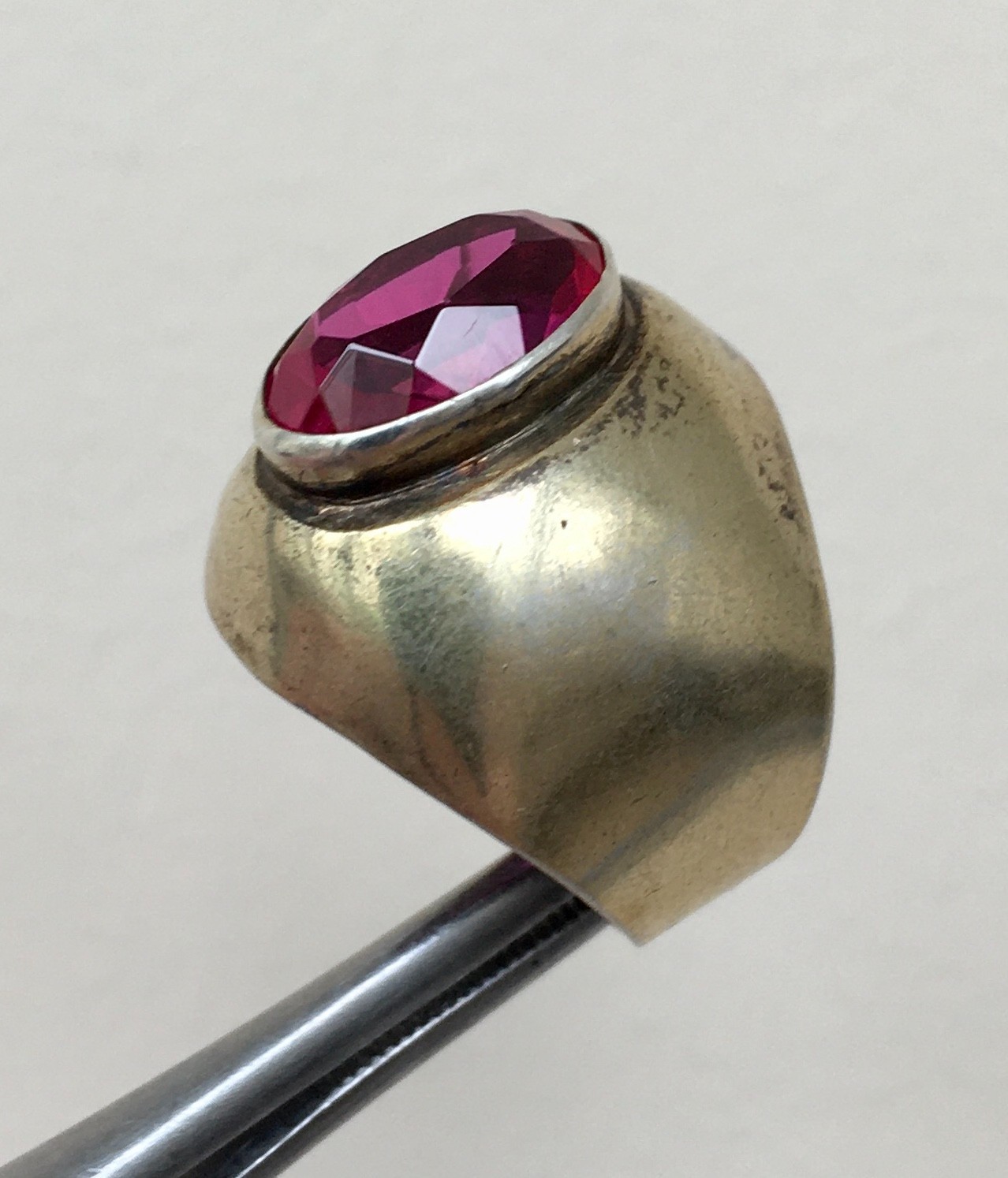 Ring № 16 Vintage Soviet Red Ruby Ring Silver Ring 875☆USSR Ring 7 size 6.95 gr