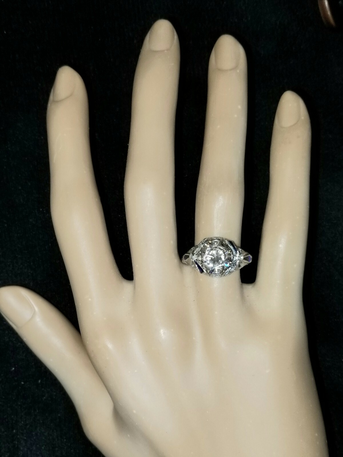 18k White Gold Vintage Filigree Engagement Ring 2.65ct Round Champagne Diamond
