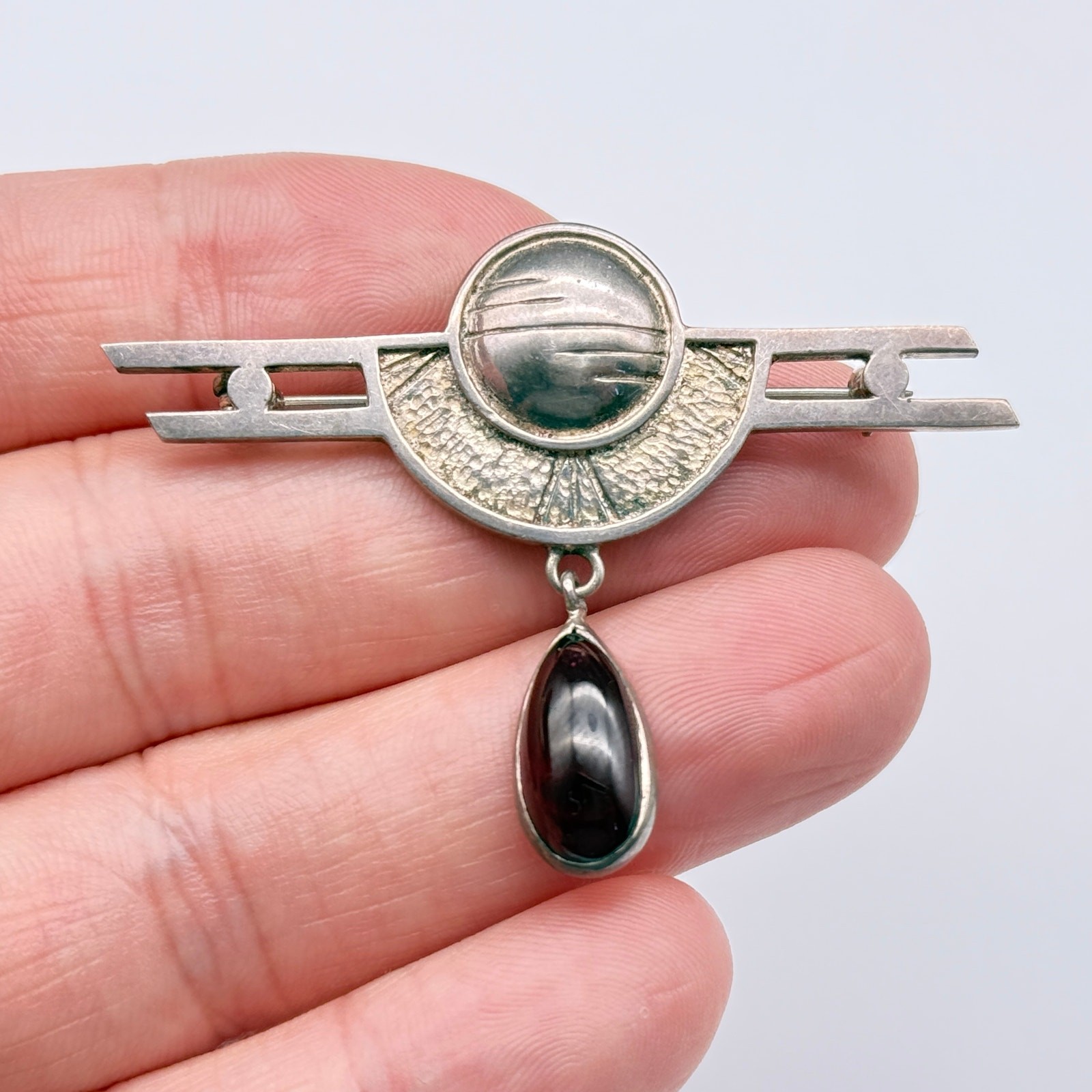 Vintage Modernist Art Deco Sterling Silver Pin Brooch