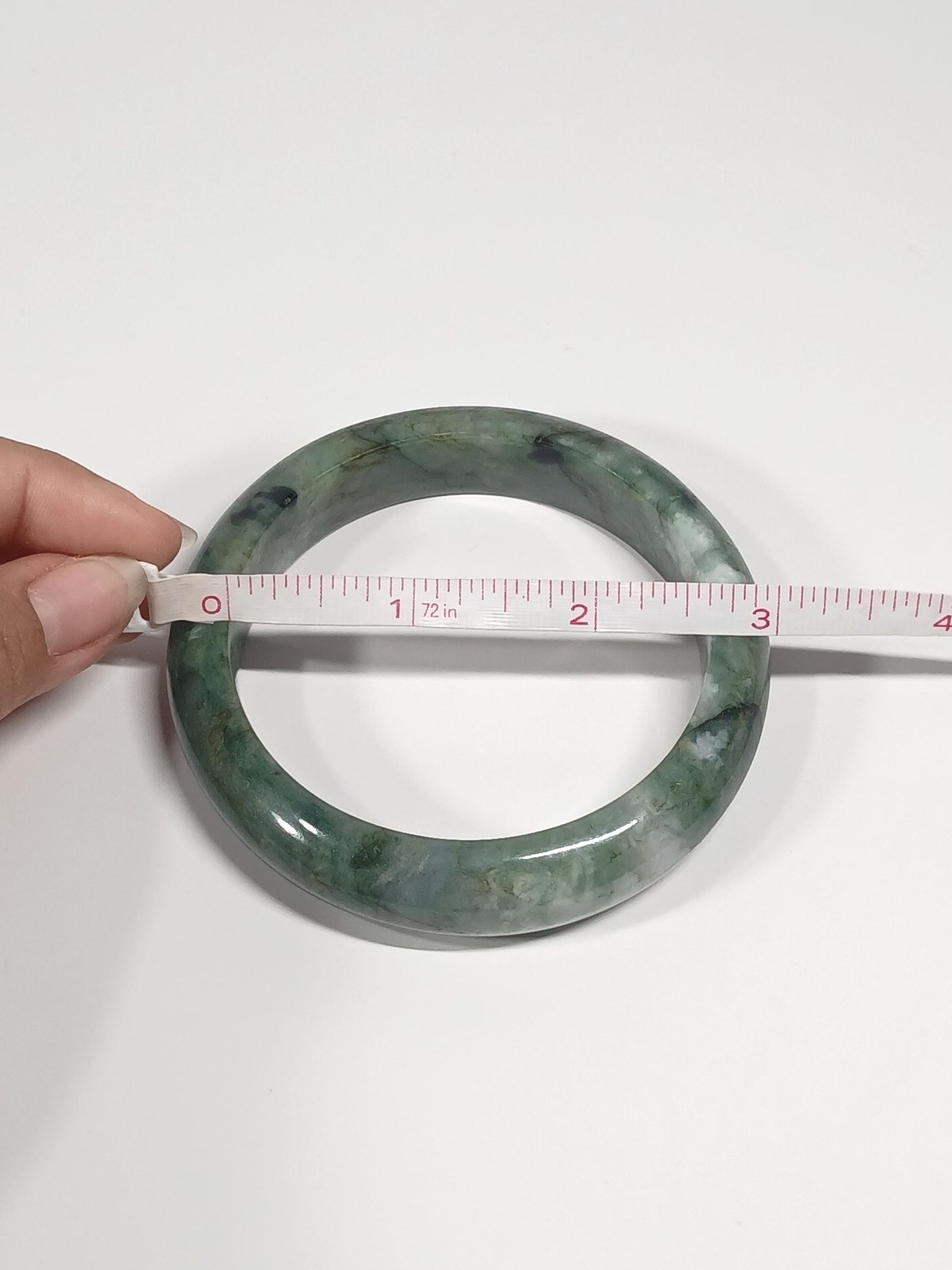 Emerald Vein Jadeite Bangle 67mm Deep Green Vivid Tone 105.8g