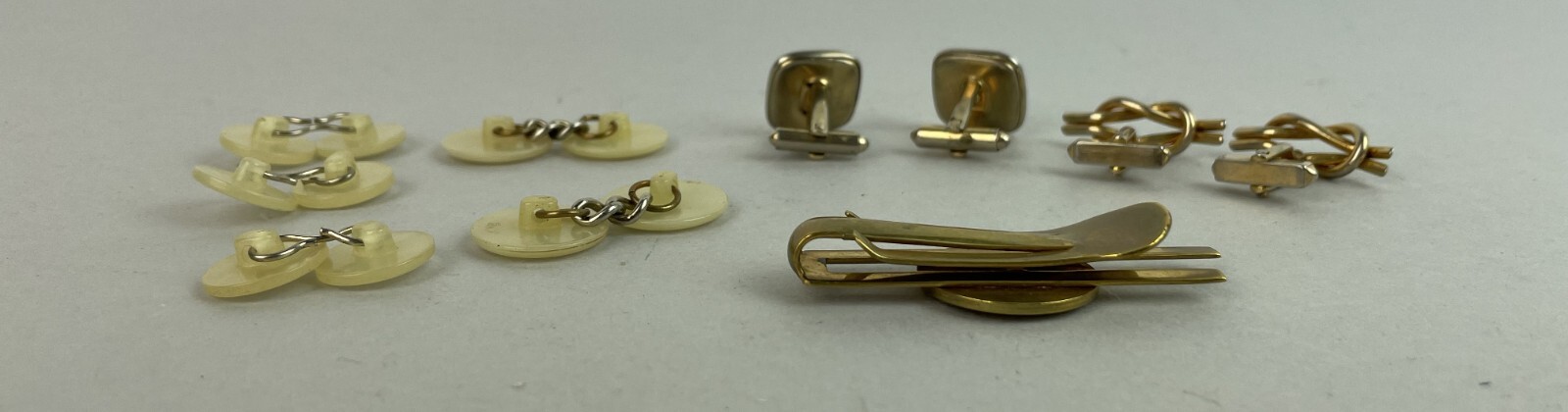 VTG LOT Of 7 Gold Plate metal cufflinks + Equestrian MONEY CLIP MIXED LOT
