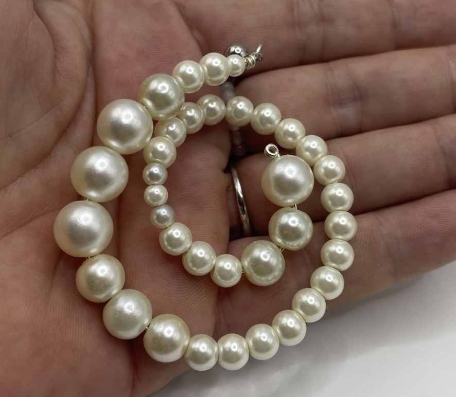 Vintage Large Chunky Faux Pearl Earrings. Graduated Spiral. FUN!