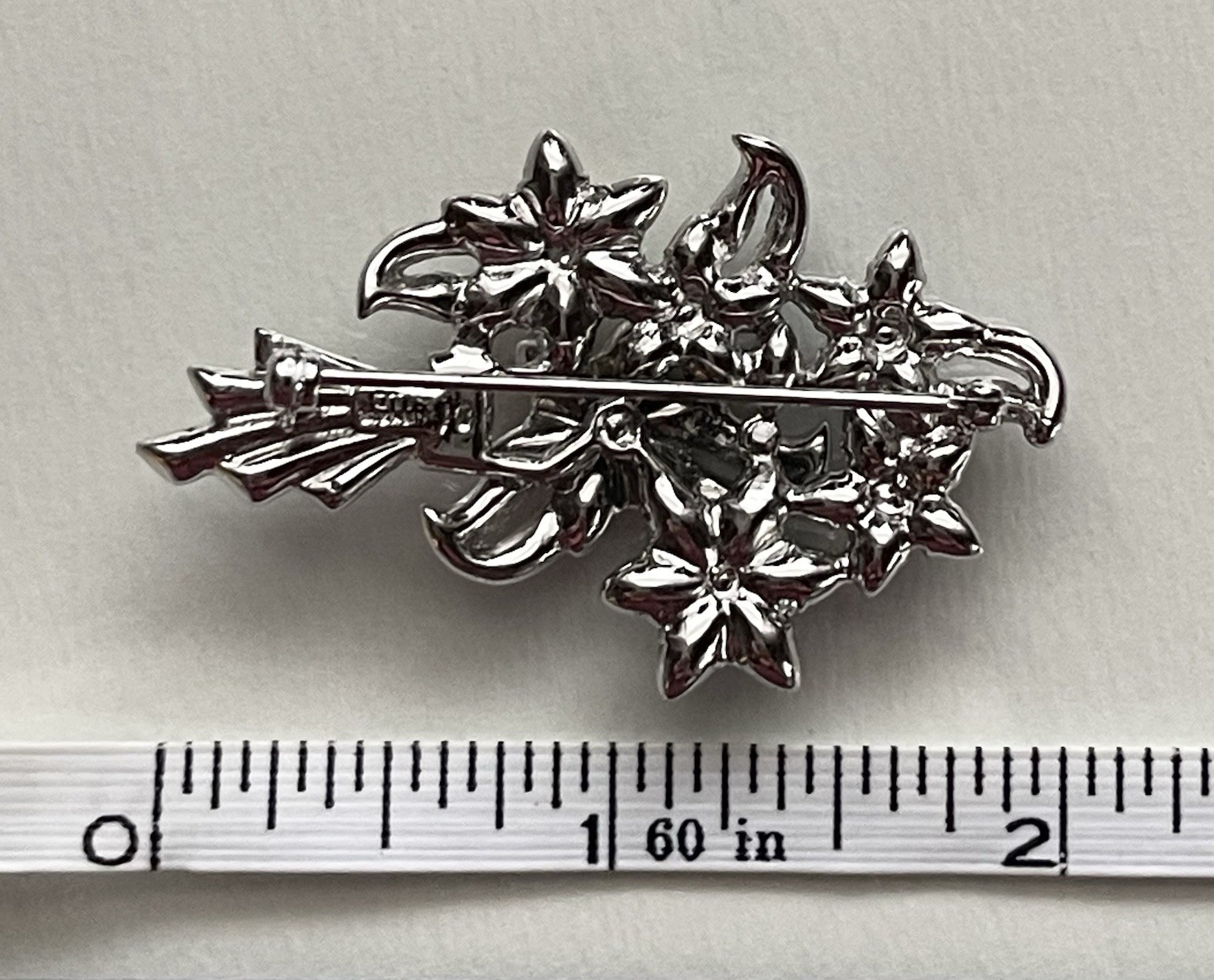 Vintage OTIS Sterling Silver Multicolor Rhinestone Floral Bouquet Pin Brooch
