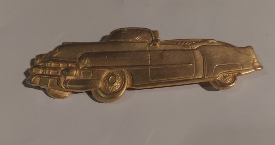 1950’s Classic Cadillac Goldtone 3 1/4 Inch Brooch Pin Signed JJ1986