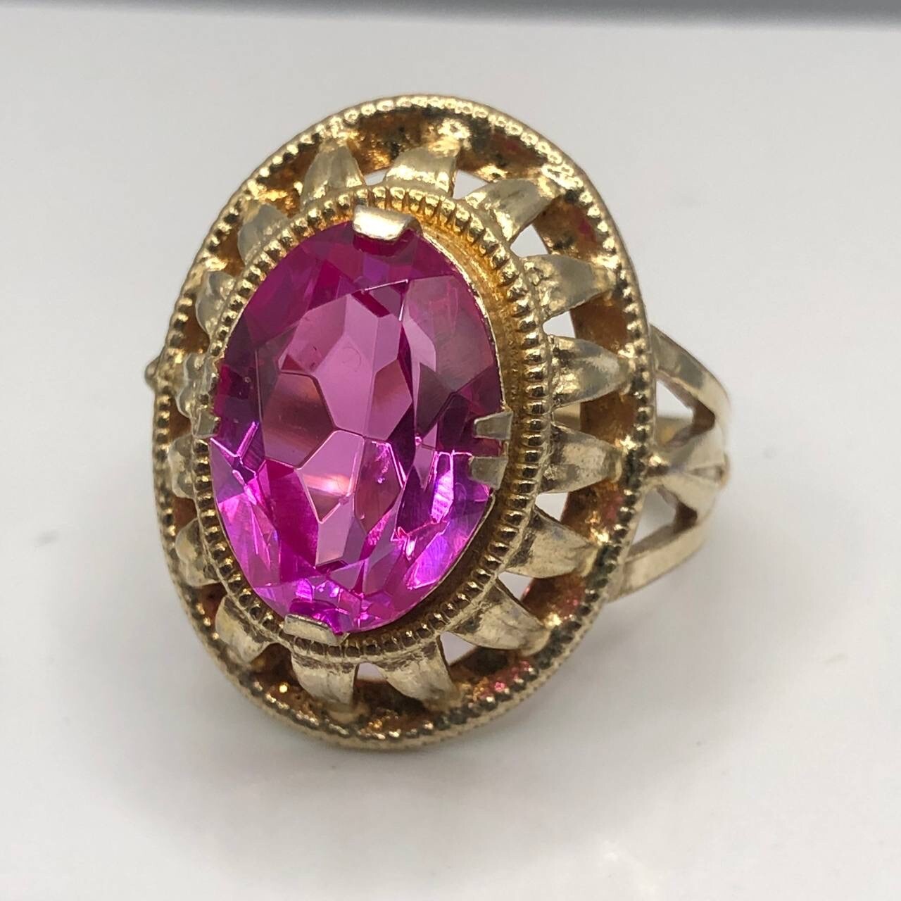 Vintage Gilt Soviet Ring Silver 875 Women Jewelry