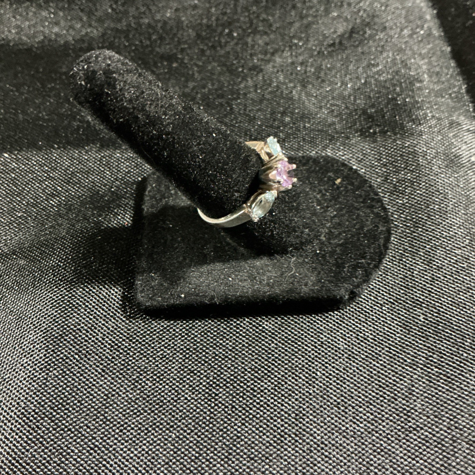 Vintage Amethyst And Aquamarine Sterling Silver Ring Size 6
