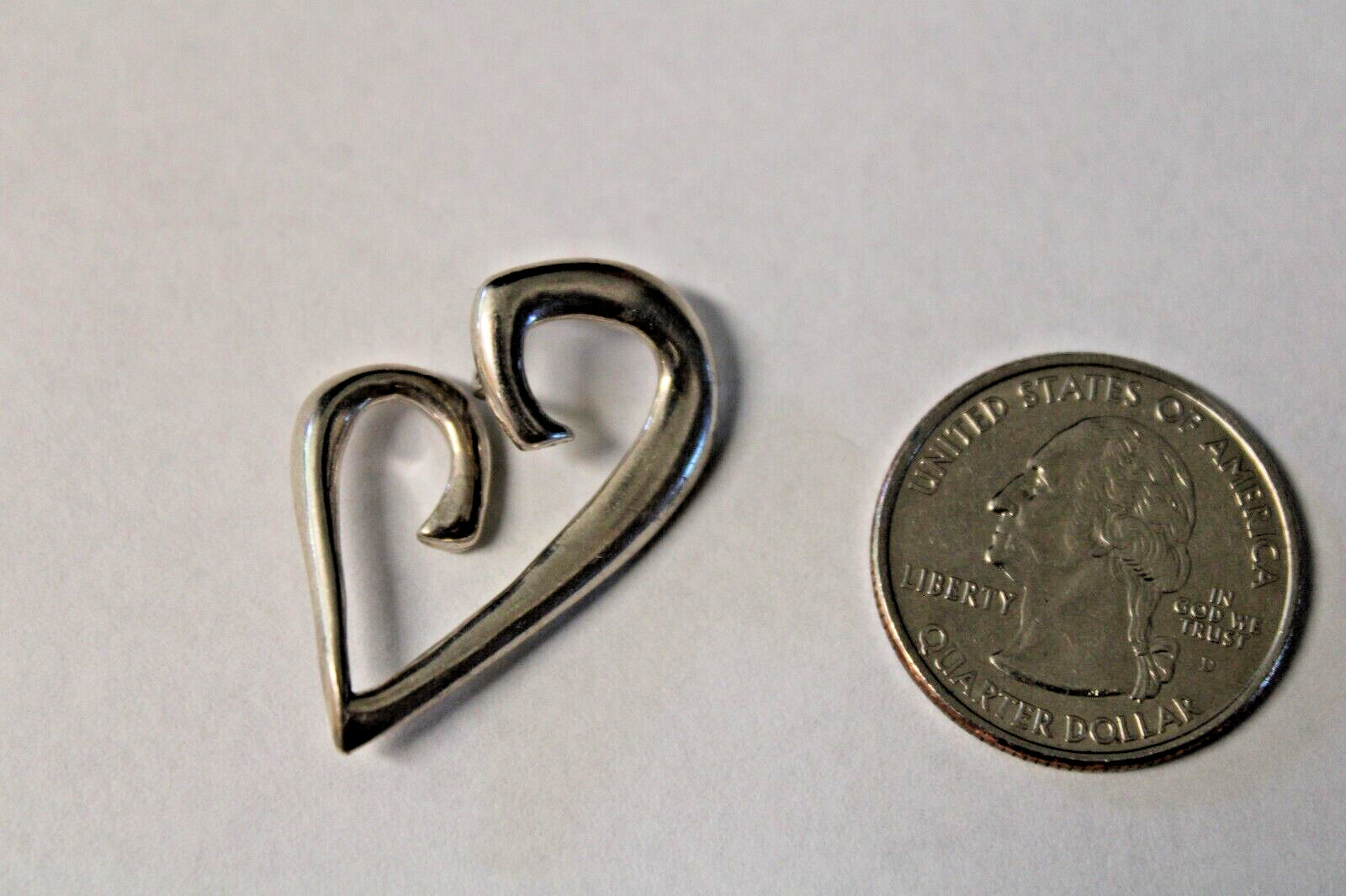 Vintage 925 Sterling Silver Open Double Heart Pendant Intertwined Swirl Ribbon
