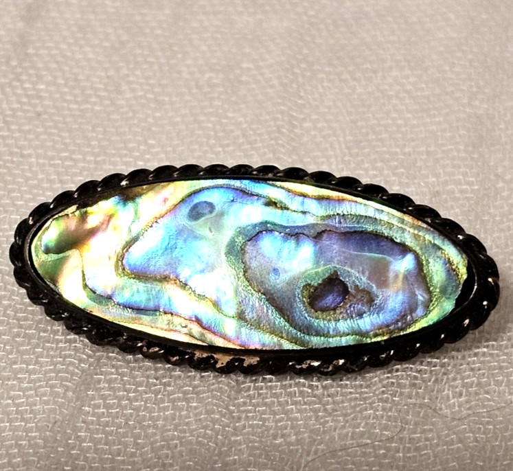 VTG Ariki Ataahua Sterling Silver Paua Abalone Brooch New Zealand Bee Symbol