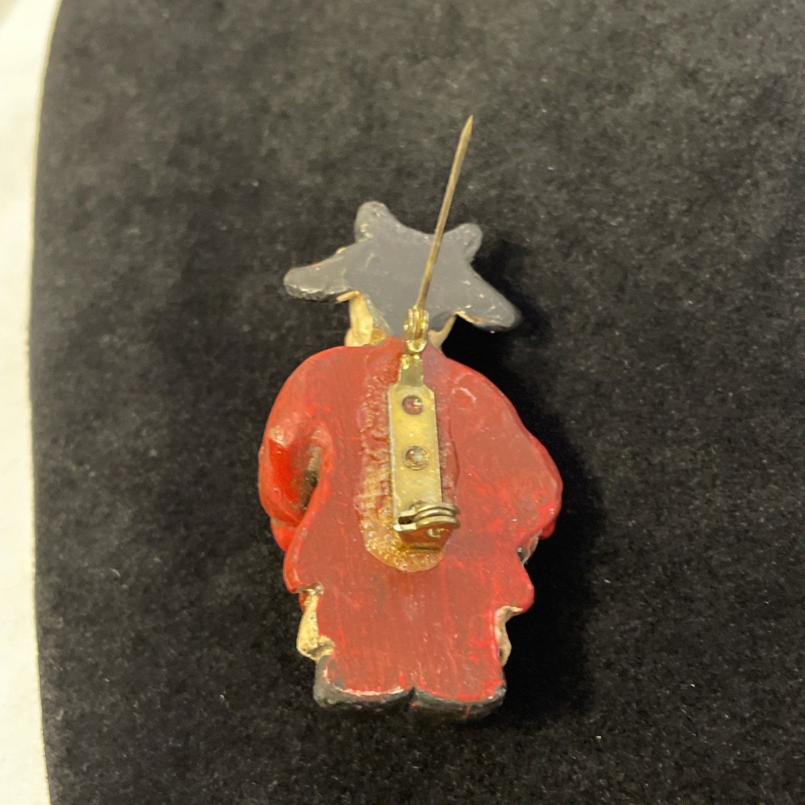 Decorative Pin Painted Ceramic Cow In Red Robe Holding Yellow Flower 2.25 in