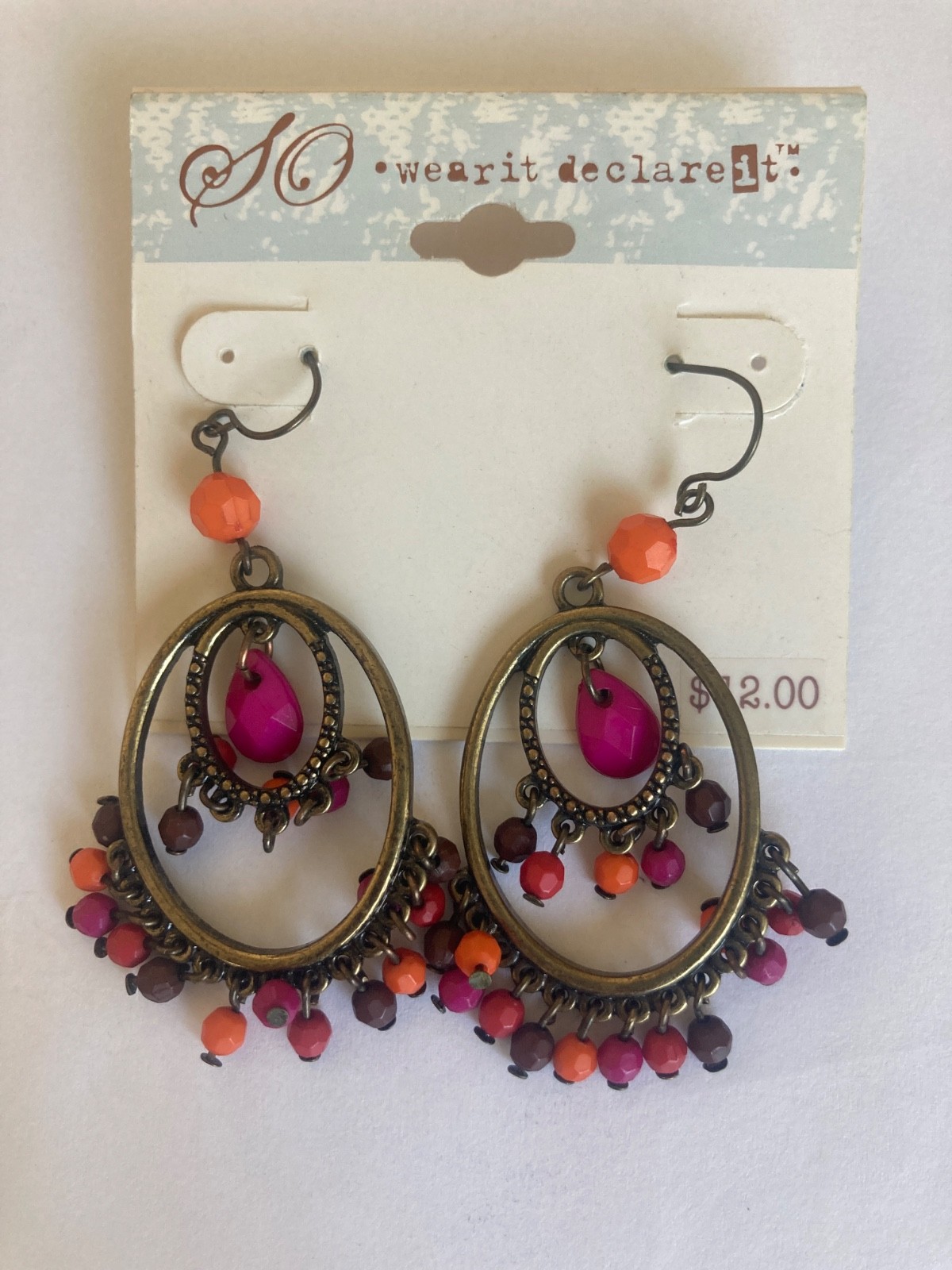 Vtg Boho Pierced Earrings Big Dangle Lot of 3