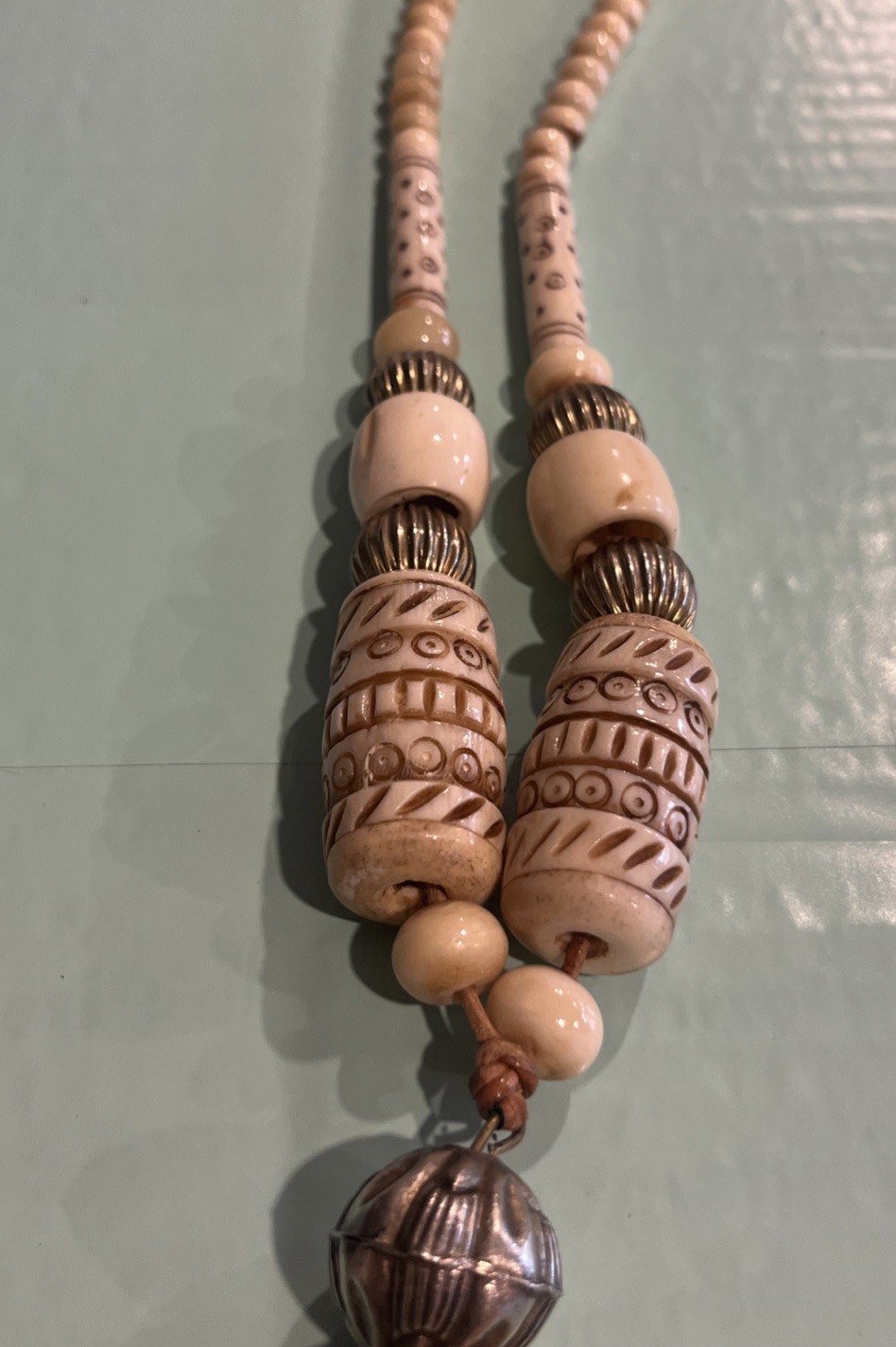 Vintage Tribal Necklace 20” Ivory Gold