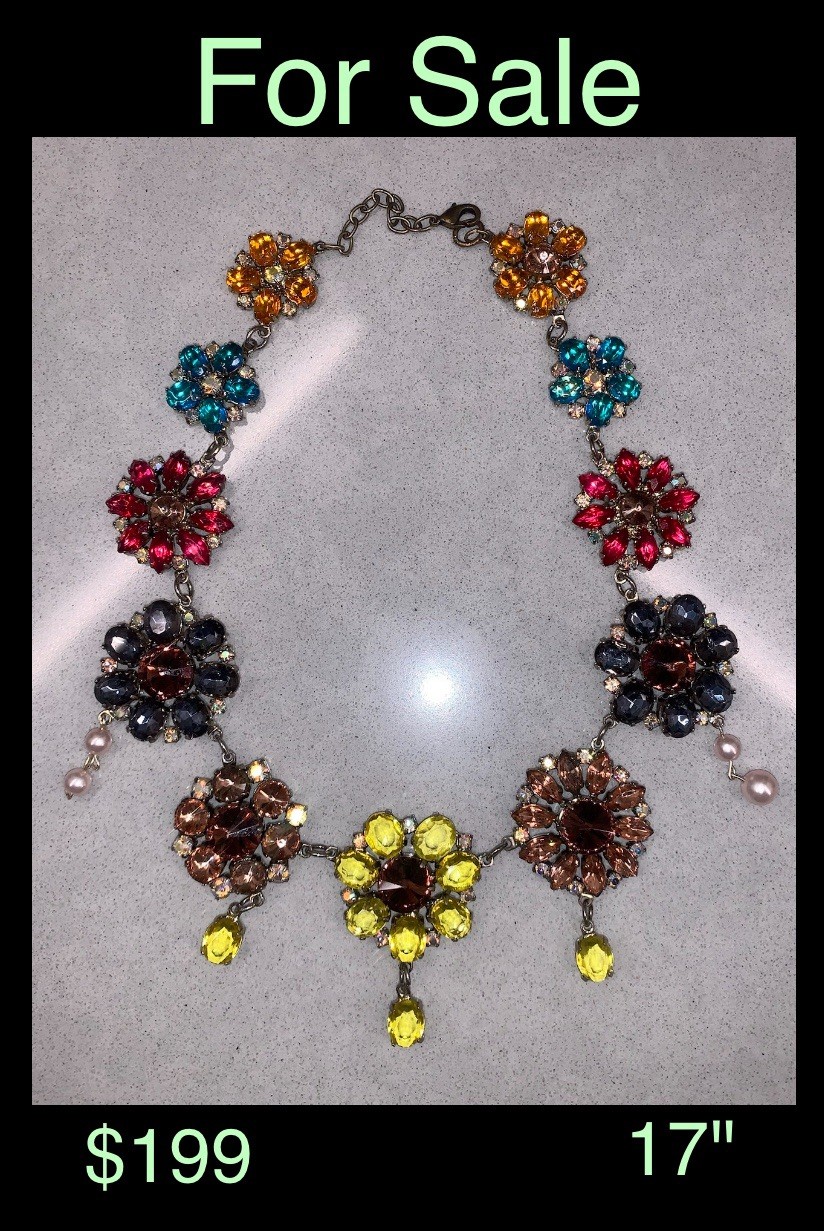 Vintage Cascading Chandelier Paste Dangle Couture Festoon Bib Dripping Necklace