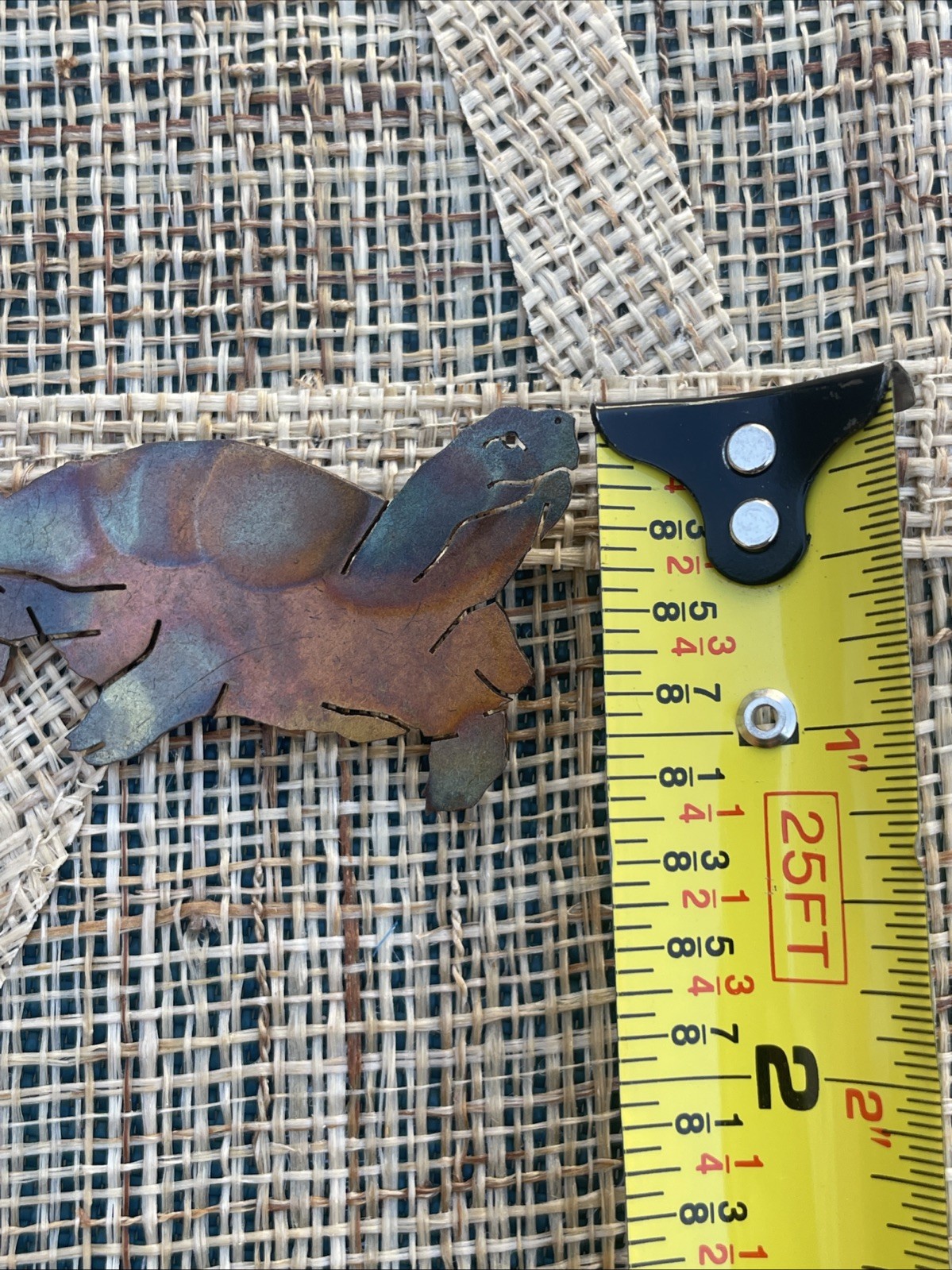 Vintage Copper Turtle Jewelry Brooch 2” 3/8 Long With Patina