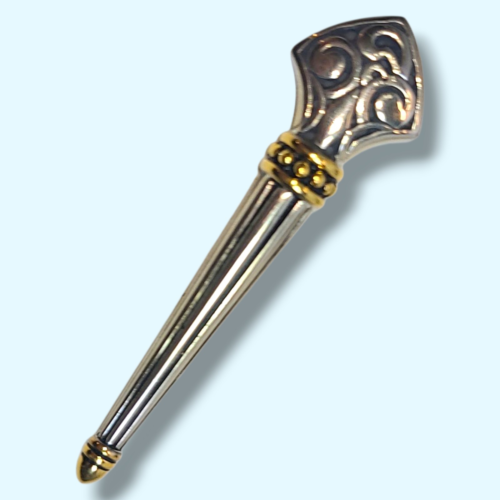 Danielle Patton DP Sword Dagger Brooch Pin Silver Gold Tone Heraldic Vintage