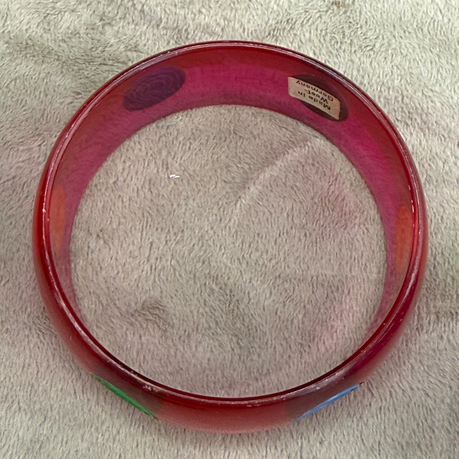 Vintage Western Germany Bangle Bracelet Retro Pink Acrylic 9”