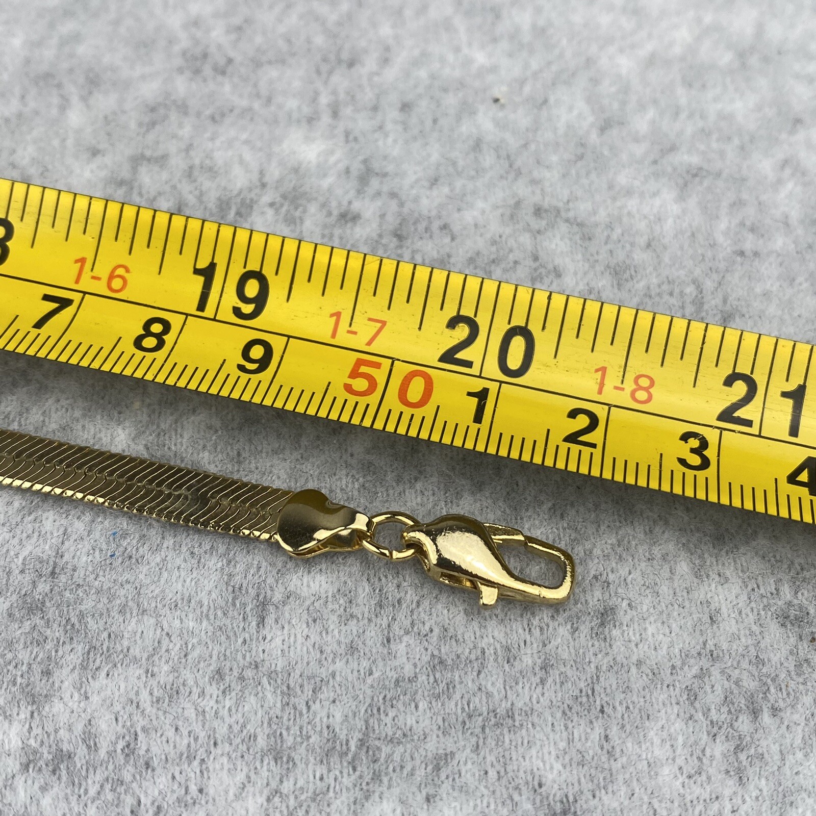 Herringbone Gold Tone Necklace 5.5mm Wide and 20″ Long Lobster Claw Clasp