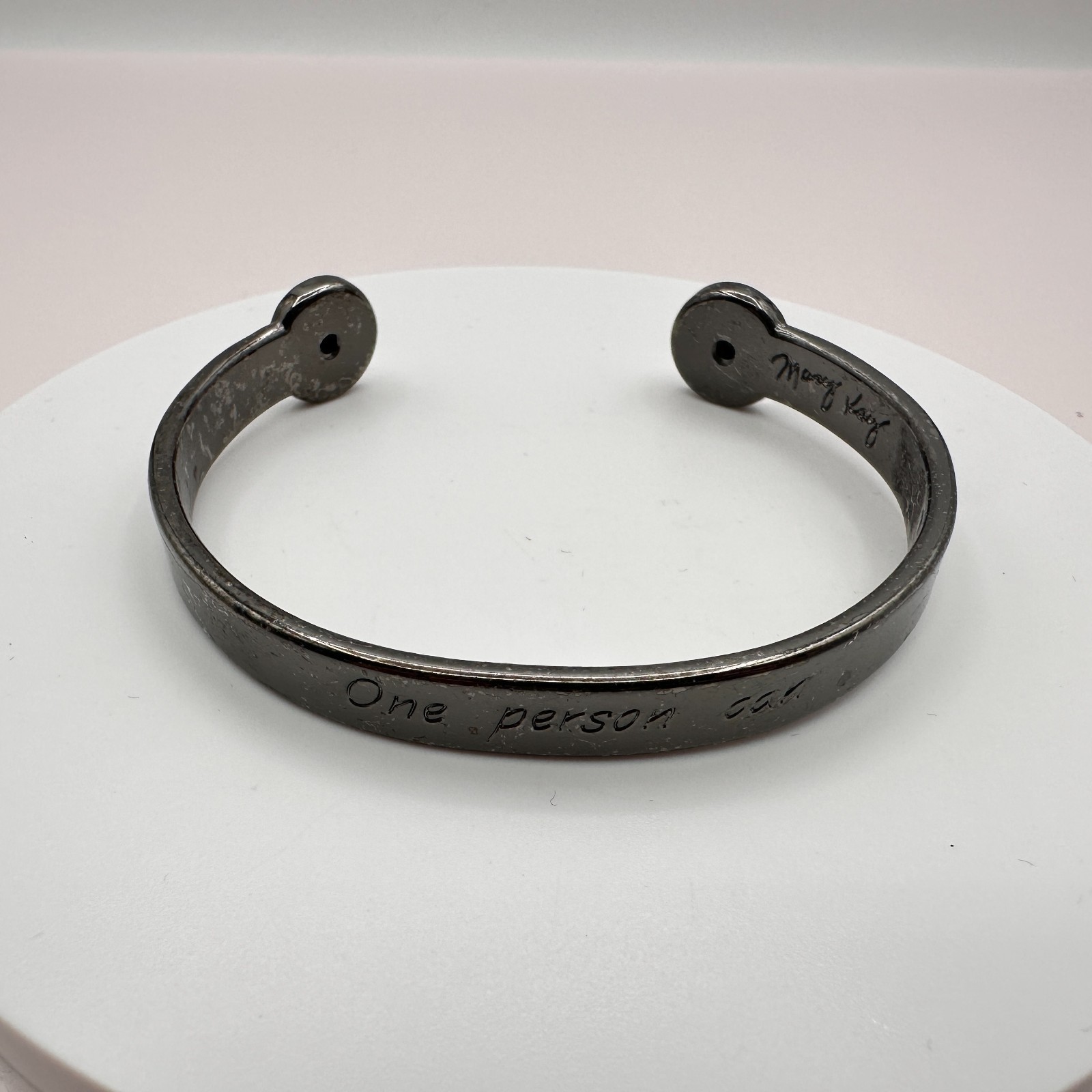 Vintage 90s Mary Kay One Person Can Hand Bracelet Gunmetal Tone Fashion Jewelry