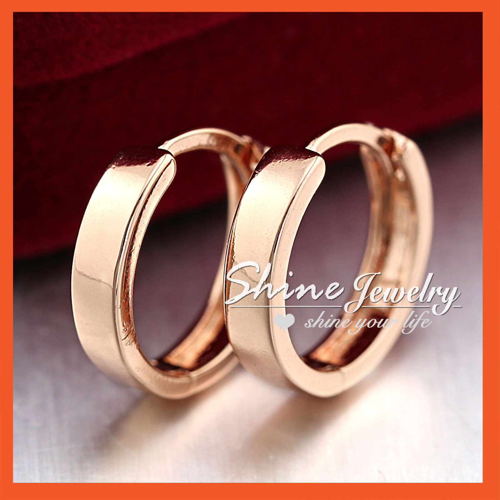 24K ROSE GOLD FILLED PLAIN HOOP HUGGIES SLEEPER SOLID WOMENS GIRLS KIDS EARRINGS