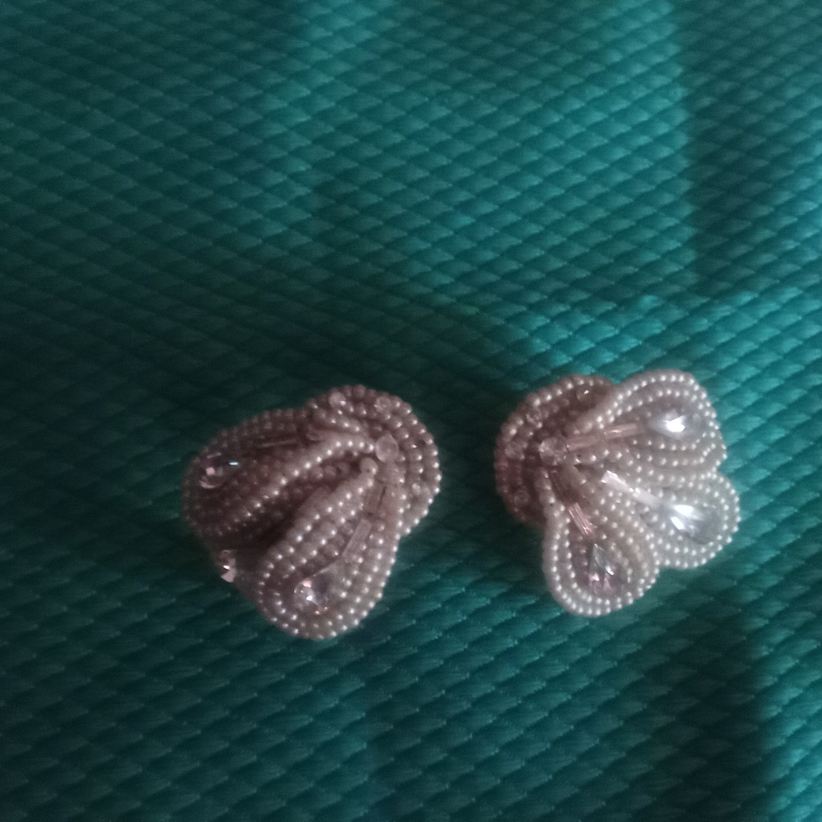 Vintage Rhinestone And Beaded Clip-on Earrings