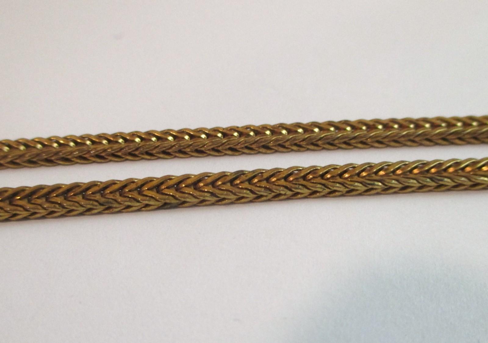 LARGE VINTAGE VICTORIAN REVIVAL LOCKET WHEAT CHAIN NECKLACE GOLD GILT BRASS