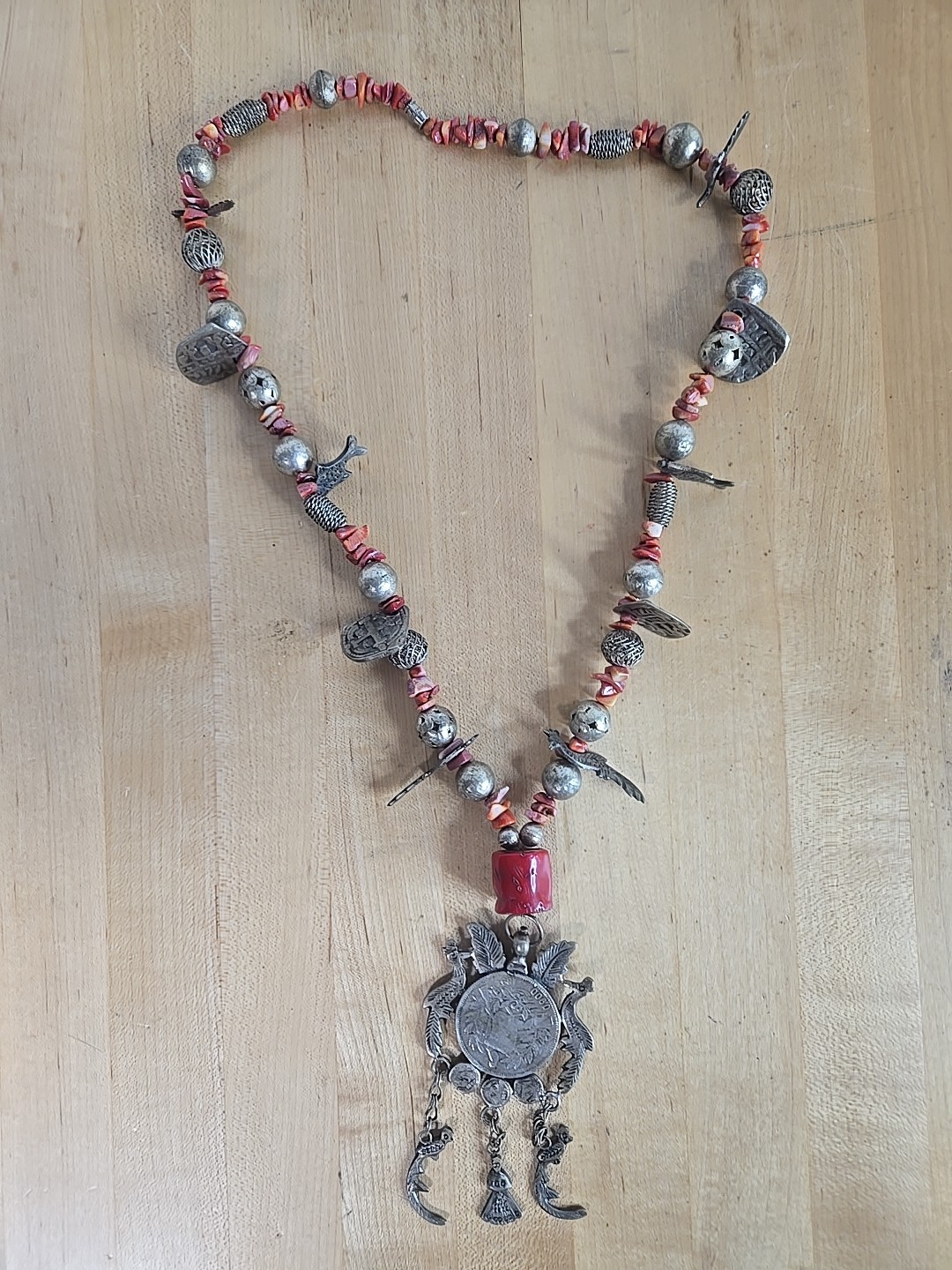 Vintage Guatemalan Chacal Necklace With 1894 Coin