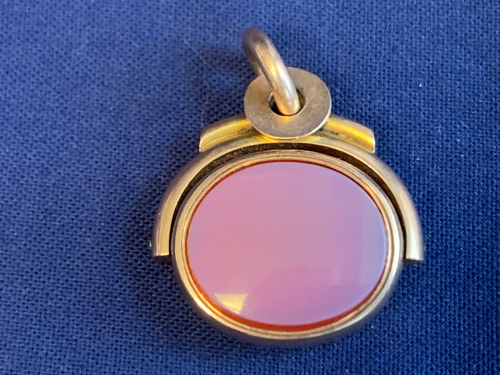Antiq Yellow Gold Pocket Watch Fob Rotating Pendant Bloodstone Carnelian 10.19g