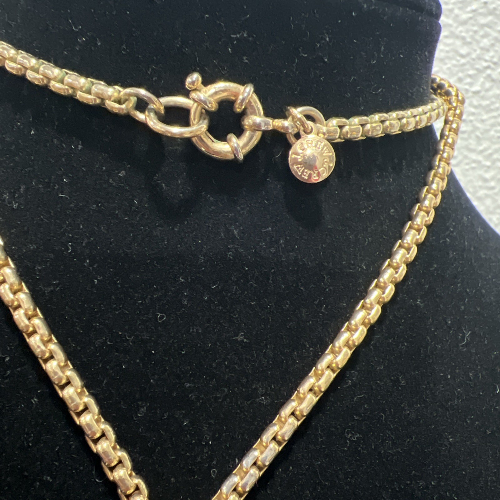 Vtg J Crew 40″ Gold Tone Ladies Tassell Necklace Popcorn Chain Style