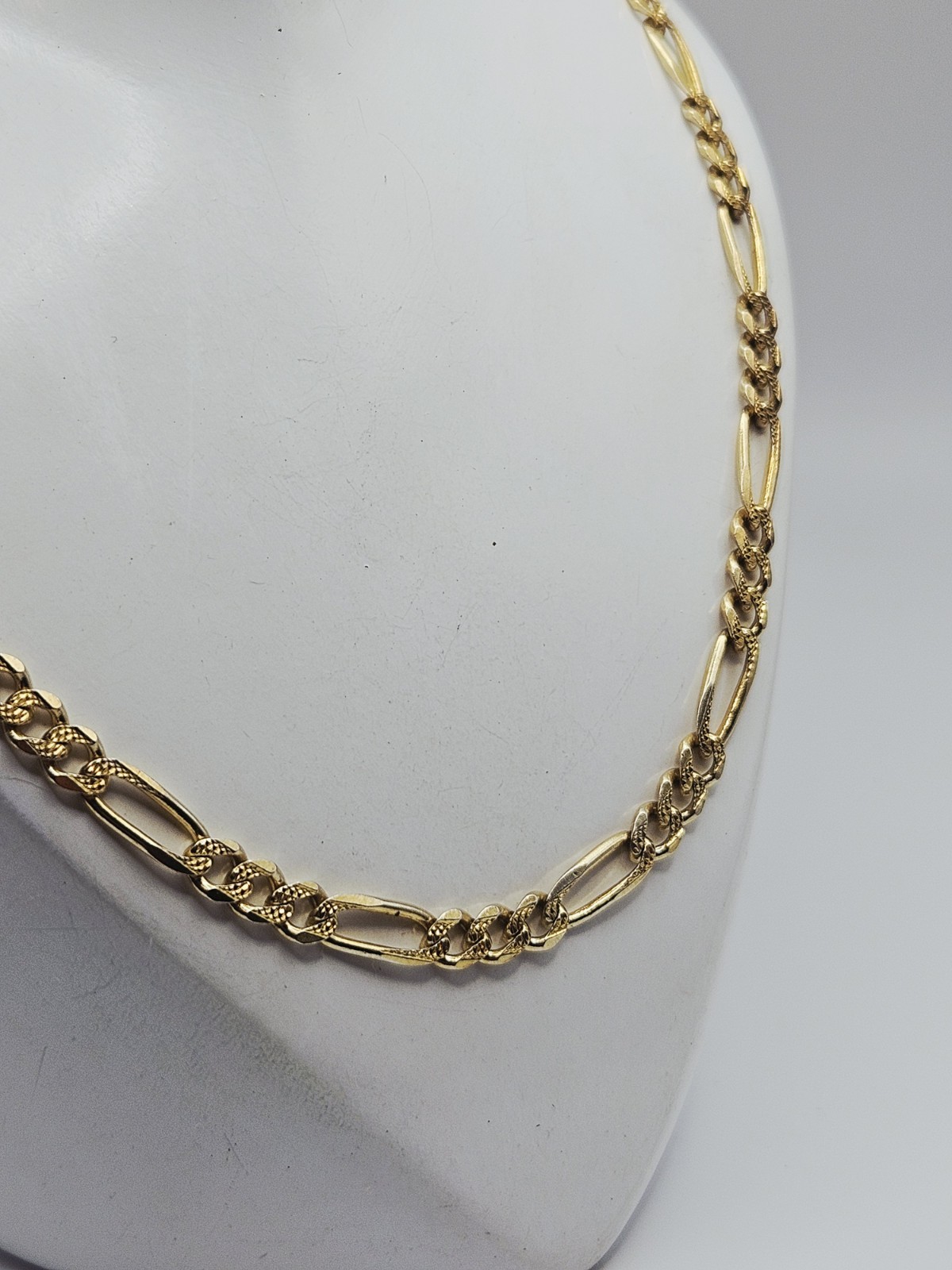 Sterling Silver Vermeil Diamond Cut 5mm Figaro Chain Necklace 24″