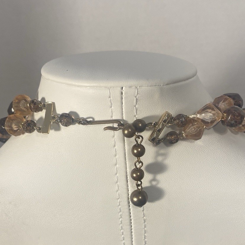 Vintage Double Strand Necklace Faceted Acrylic Beads With A B Coating 14-16”