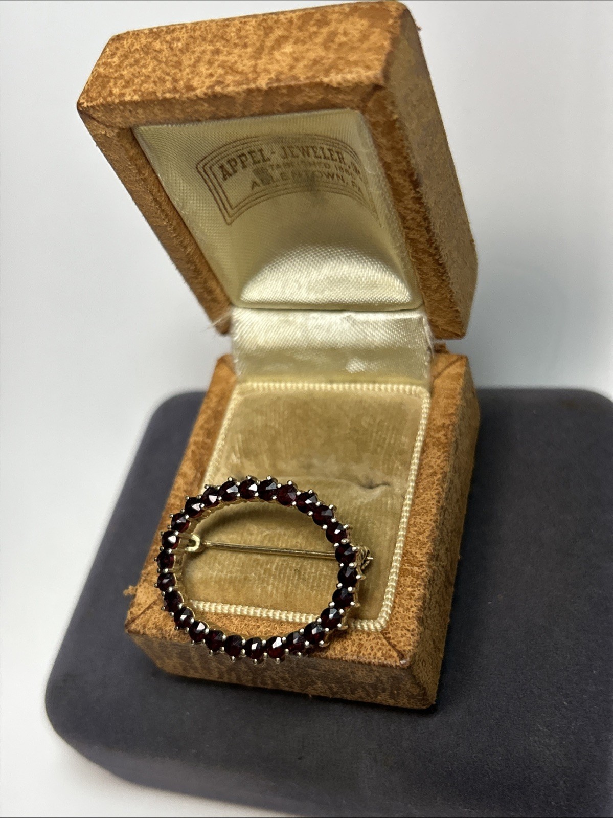 Vintage 900 Silver Gold Wash Bohemian Garnet Round Oval Brooch