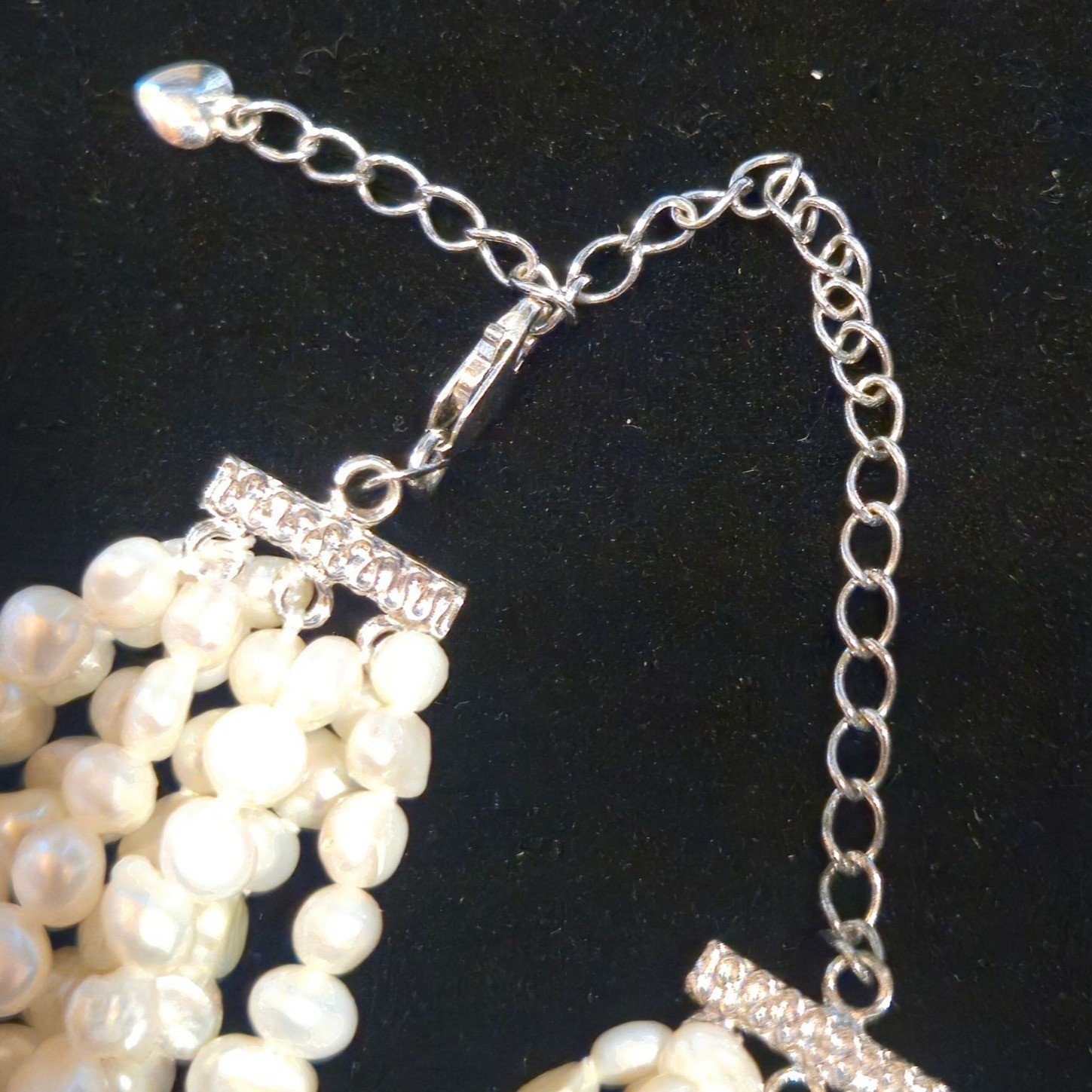 Vintage Ross Simons Pearl Necklace Baroque Choker Multi Strand 925 Clasp Signed