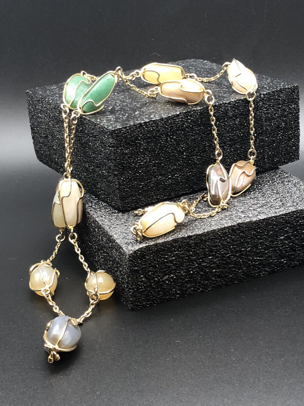 Artisan Wire-Wrapped Gemstone Necklace – 17” Earth Tones
