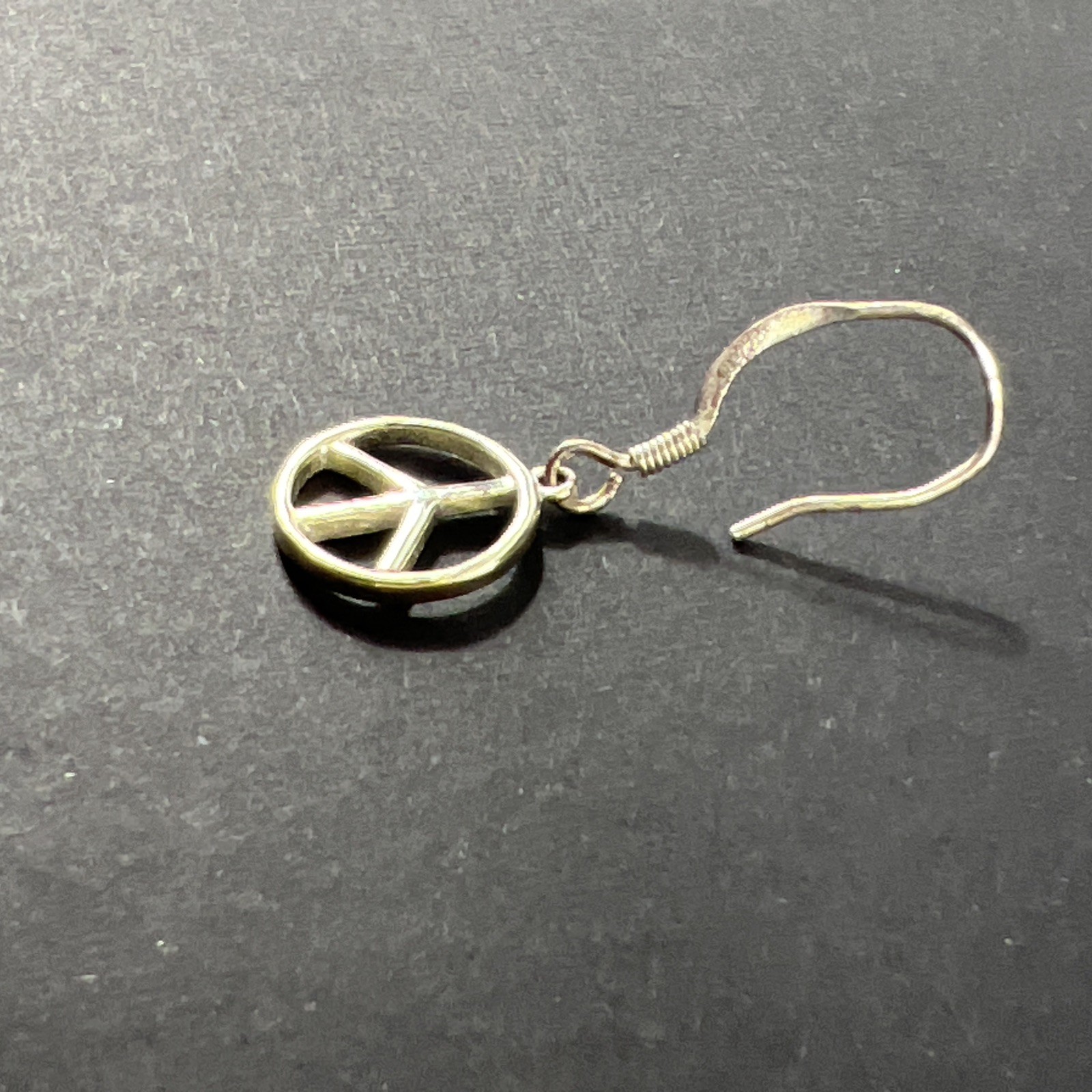 Peace Sign Symbol SINGLE Earring Dangle Drop Pendant Charm Sterling Silver 925