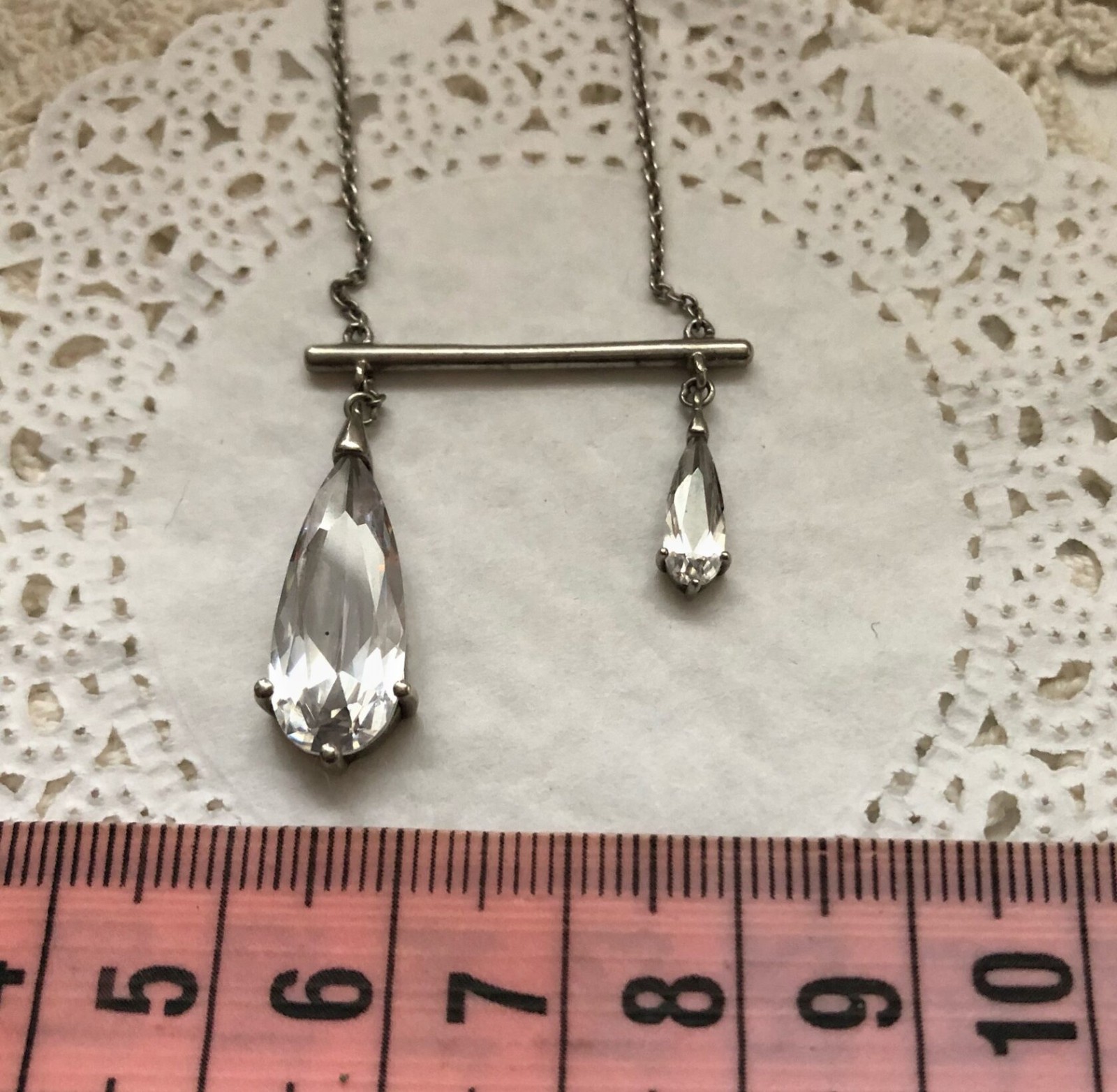Classic Estate Vintage Necklace Chain Cubic Zirconia Silver 925 Eastern European