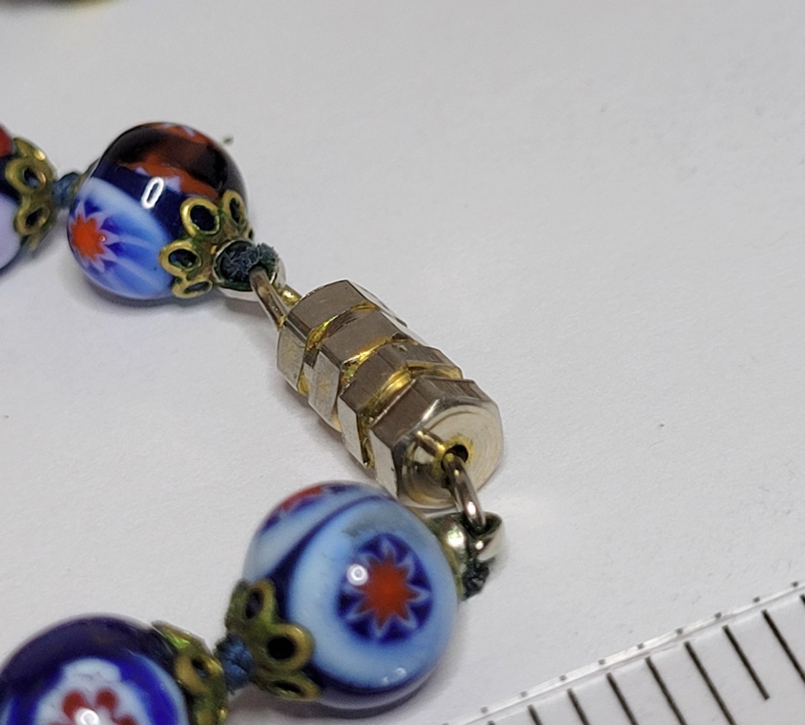 Ventian Murano Millefiori Glass Beads Necklace Italy graduated 29 1/2 inch lot C